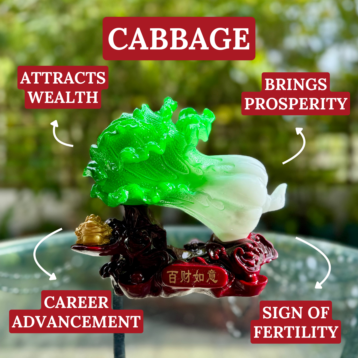 Wealth-Growing Chinese Cabbage 21cm Default Title - Feng Shui Charms - Royal Dragon Decor Philippines