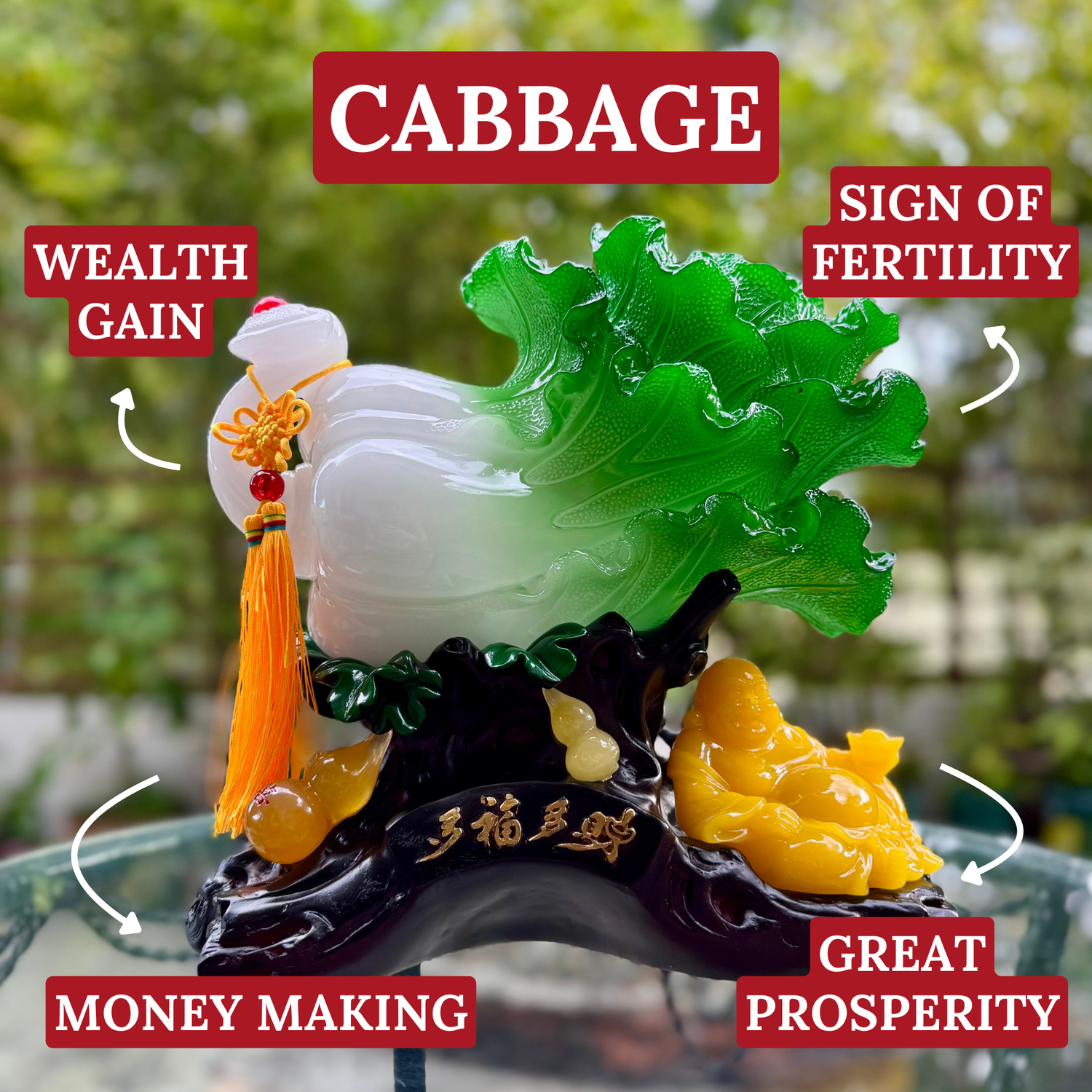 Fertile Cabbage of Endless Harvest 32cm Default Title - Feng Shui Charms - Royal Dragon Decor Philippines