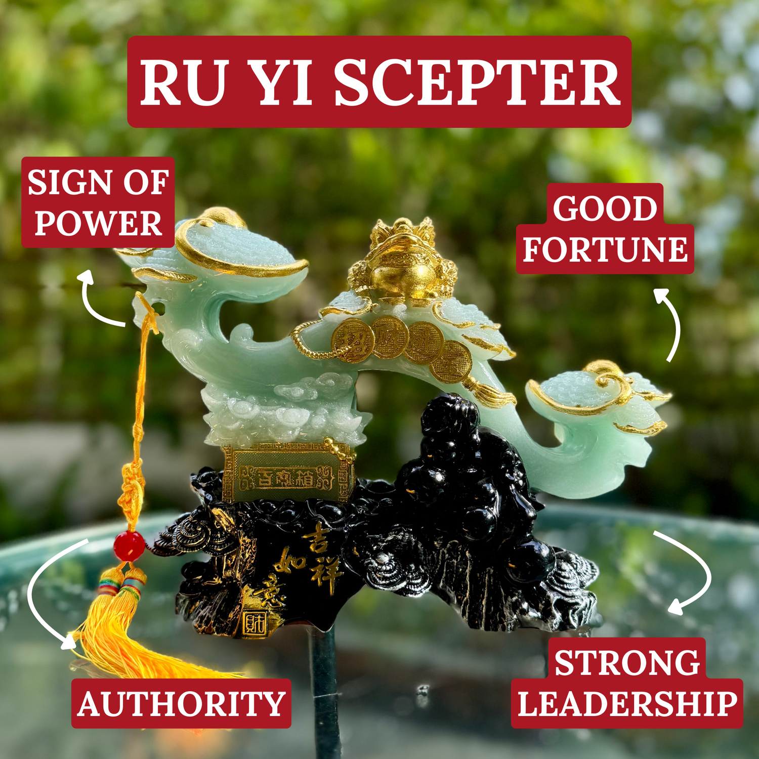 Jade Ru Yi Scepter of Celestial Power 28cm Default Title - Feng Shui Charms - Royal Dragon Decor Philippines