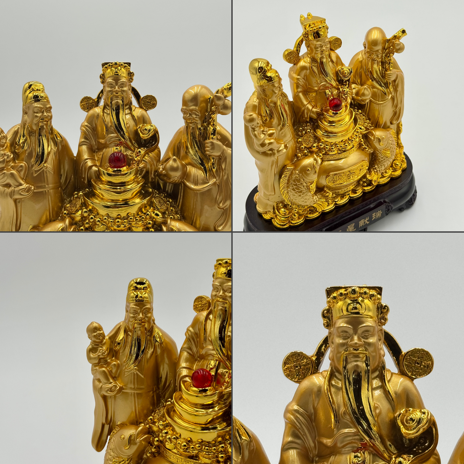 Golden Trinity of Fortune Fuk Luk Sau 21cm Default Title - Feng Shui Charms - Royal Dragon Decor Philippines