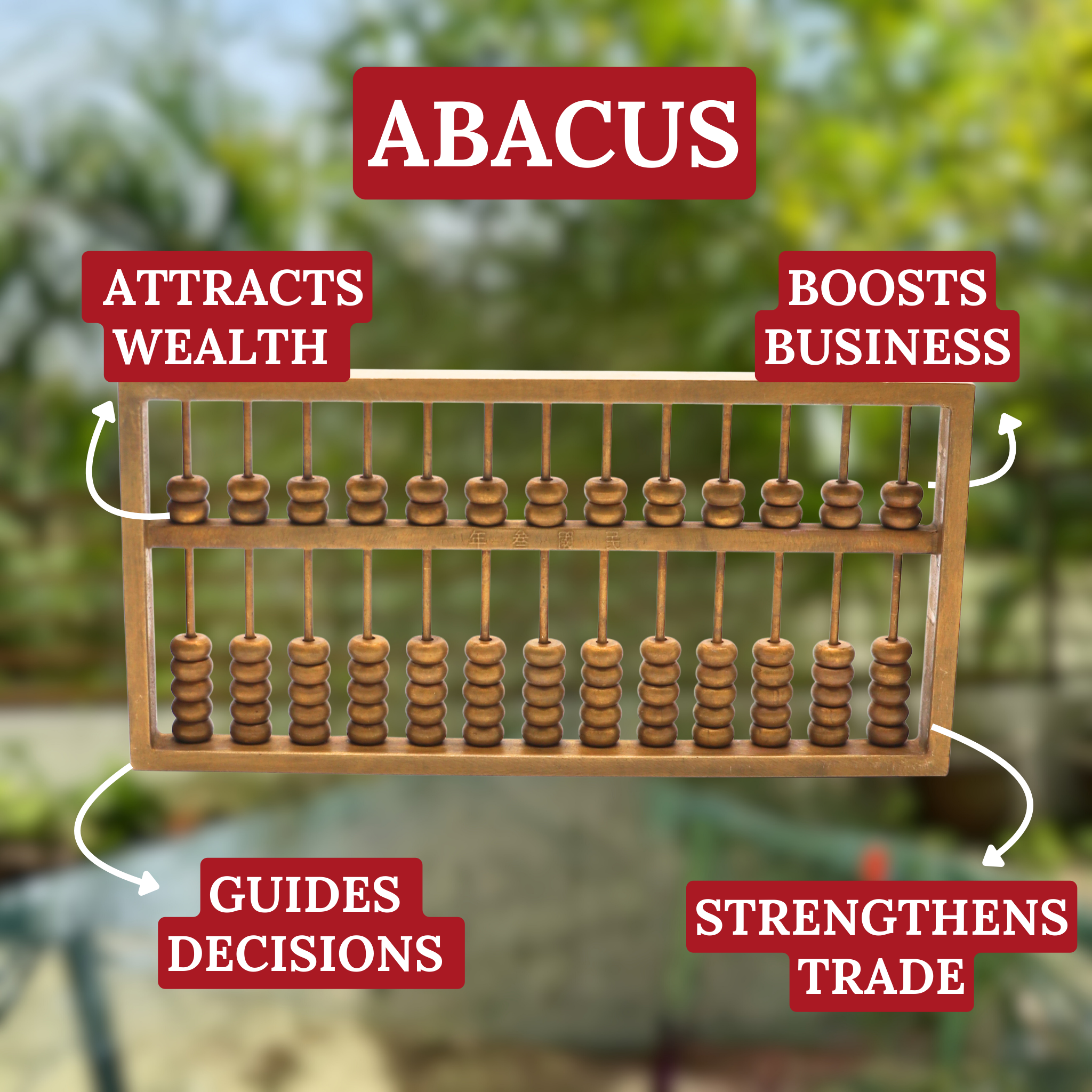 Ancient Calculator of Riches Brass Abacus 24cm