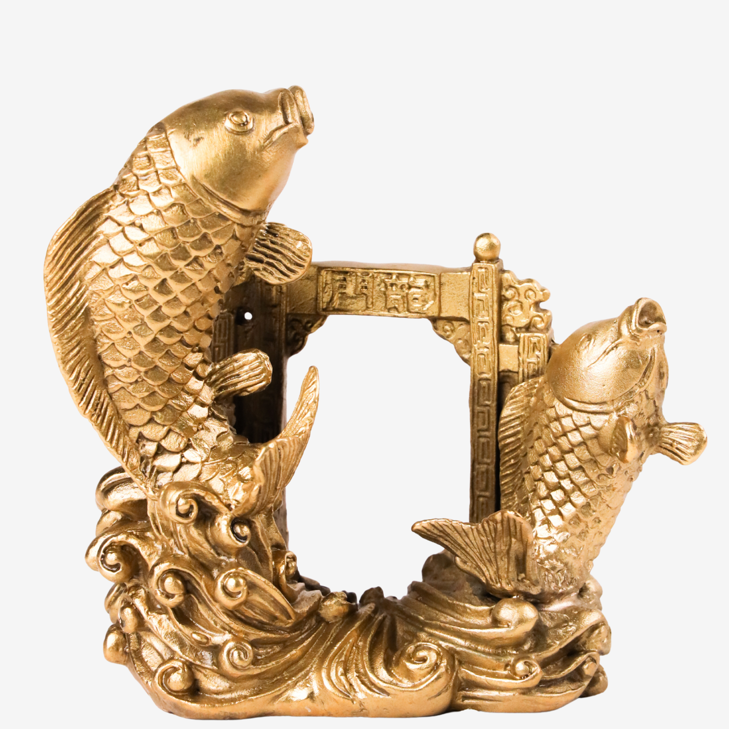 Double Fortune Brass Arowana Pair 12cm