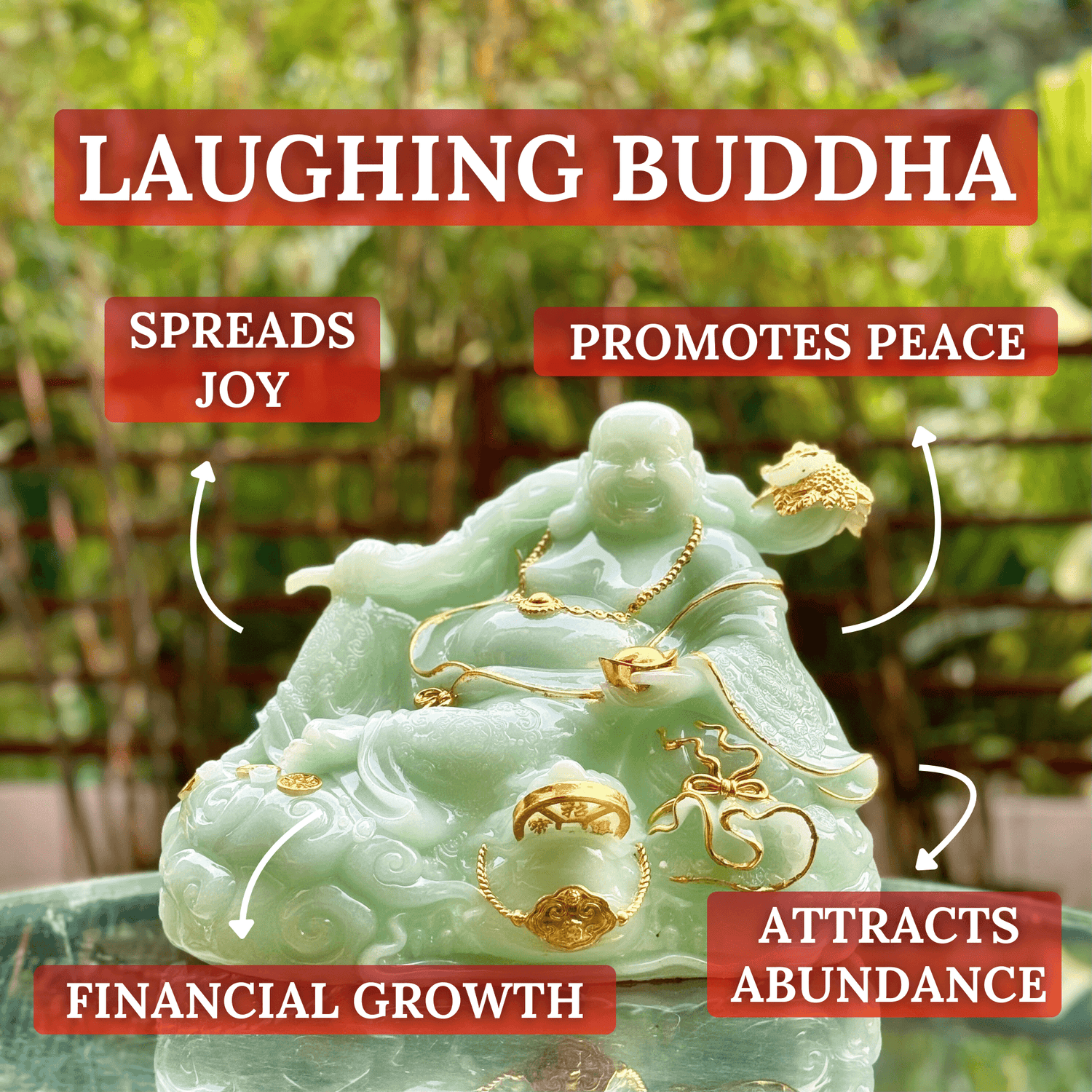 Ice Jade Happiness Laughing Buddha 30cm Default Title - Feng Shui Charms - Royal Dragon Decor Philippines
