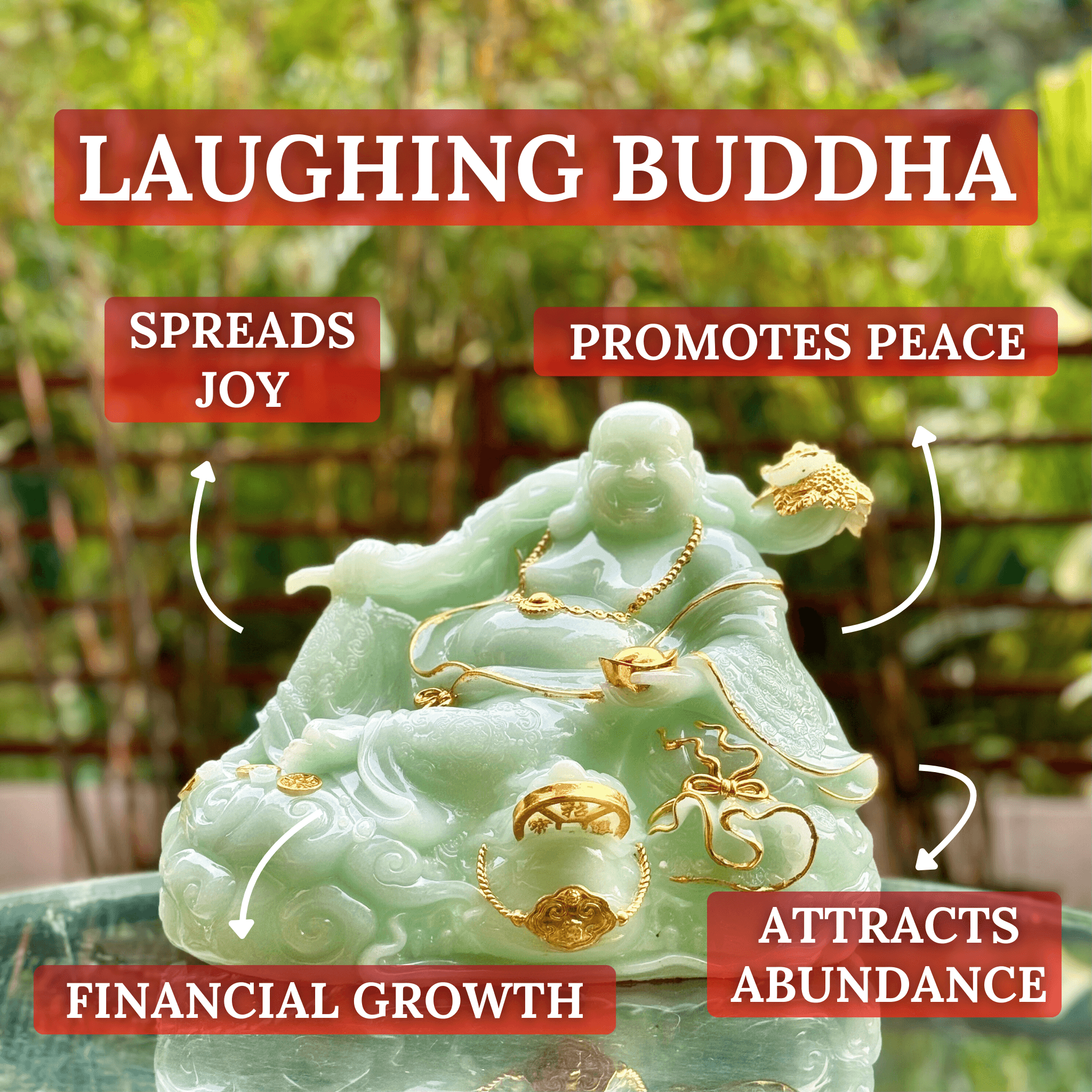 Ice Jade Happiness Laughing Buddha 30cm Default Title - Feng Shui Charms - Royal Dragon Decor Philippines