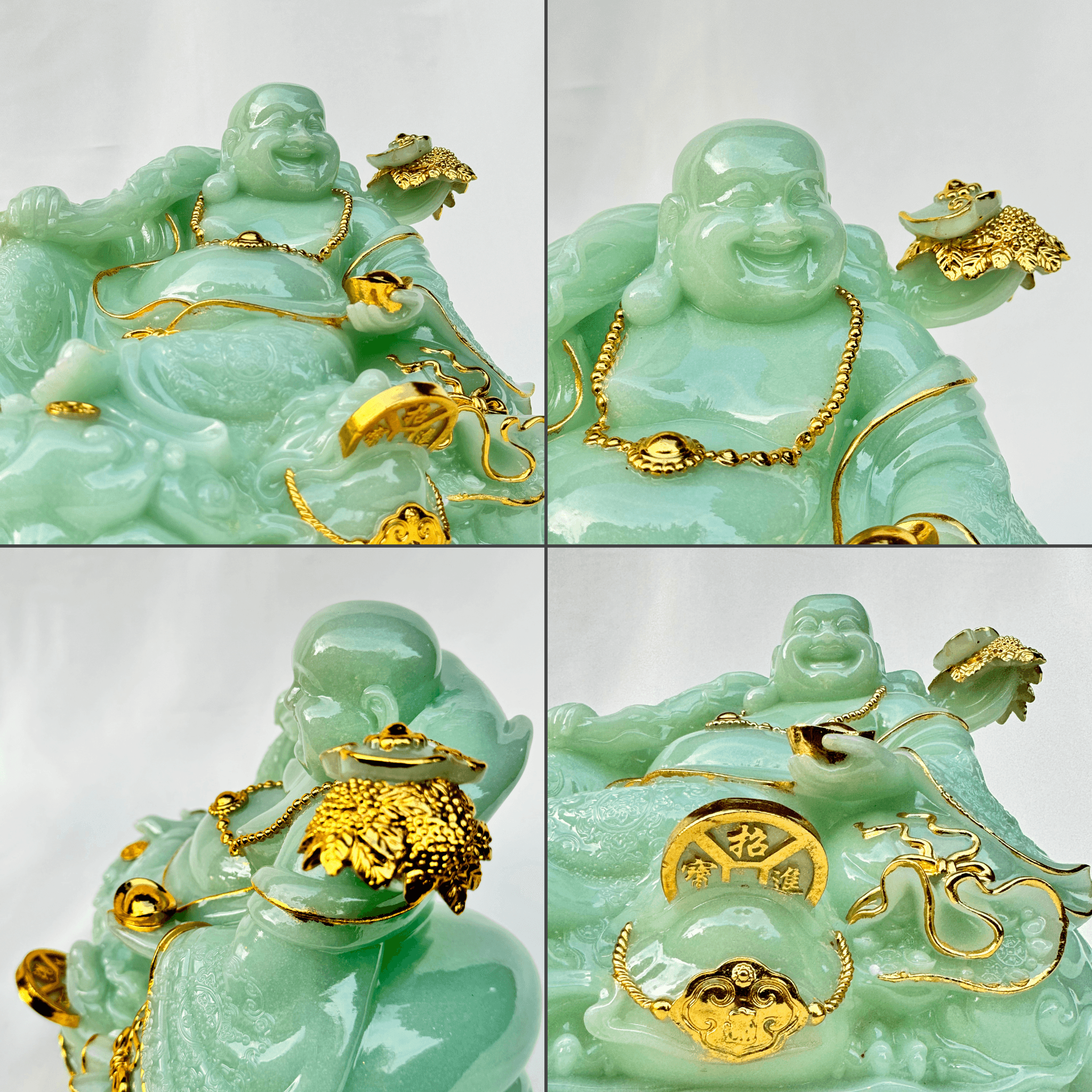Ice Jade Happiness Laughing Buddha 30cm Default Title - Feng Shui Charms - Royal Dragon Decor Philippines