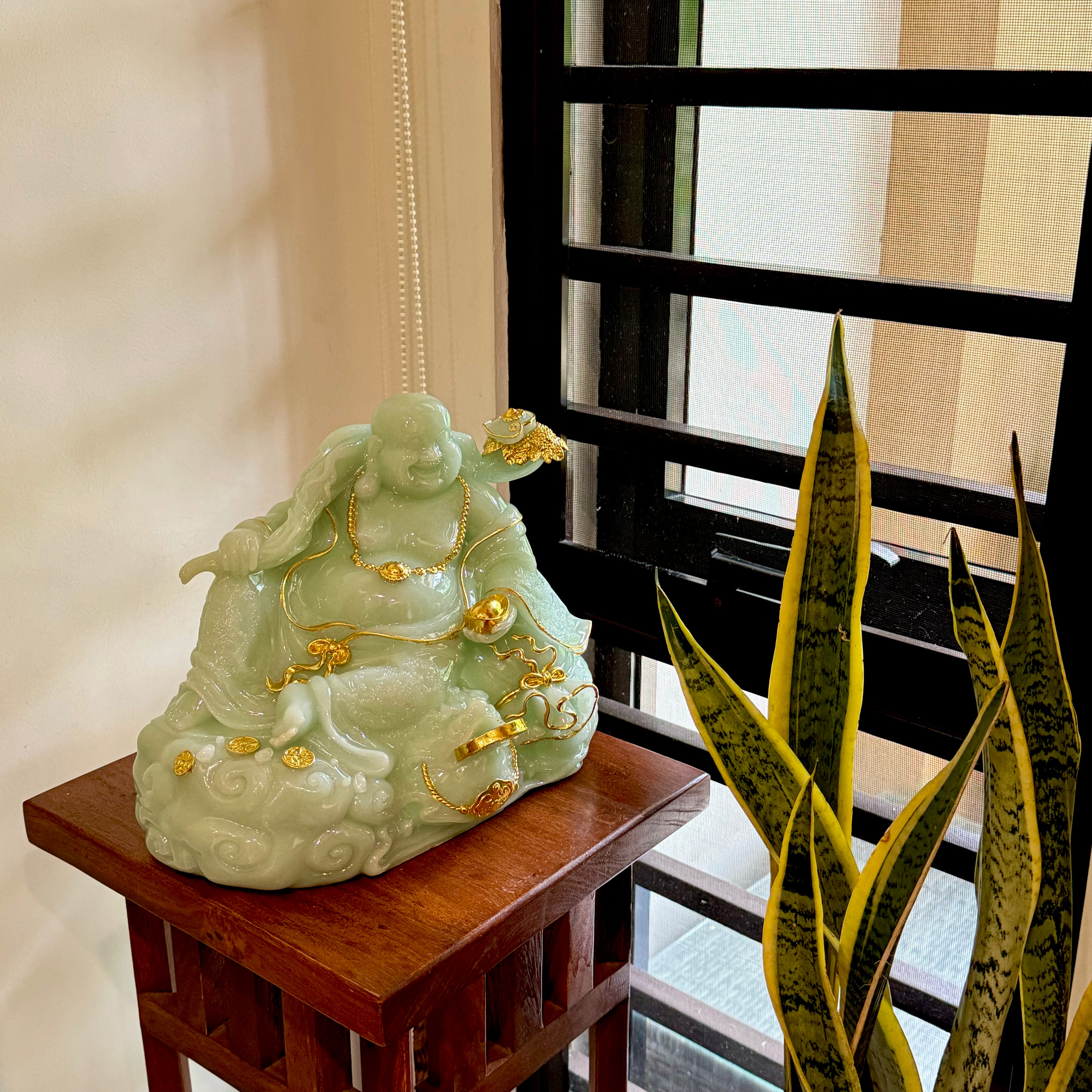 Ice Jade Happiness Laughing Buddha 30cm Default Title - Feng Shui Charms - Royal Dragon Decor Philippines