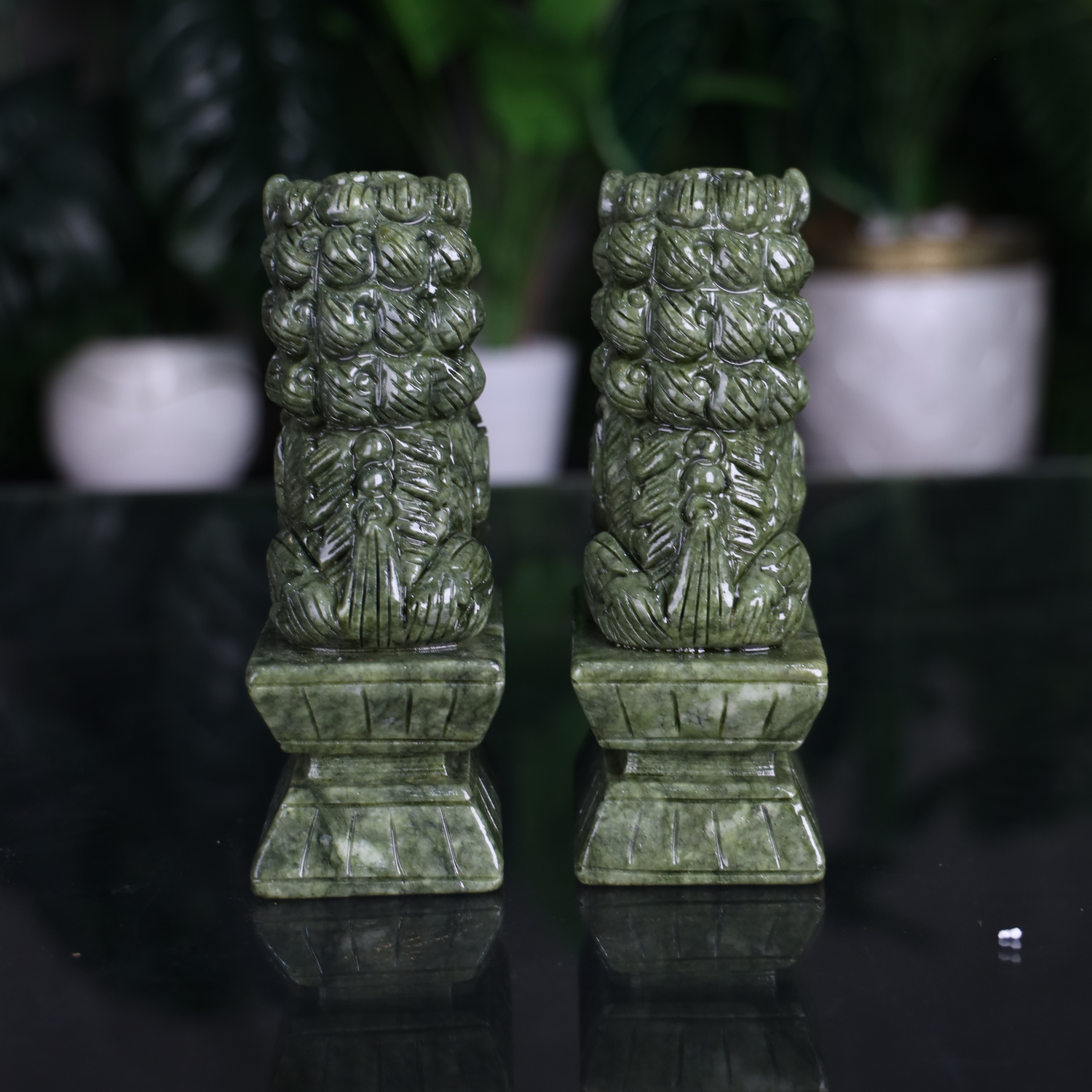 Ancient Power Jade Gatekeepers Foo Dogs 18cm