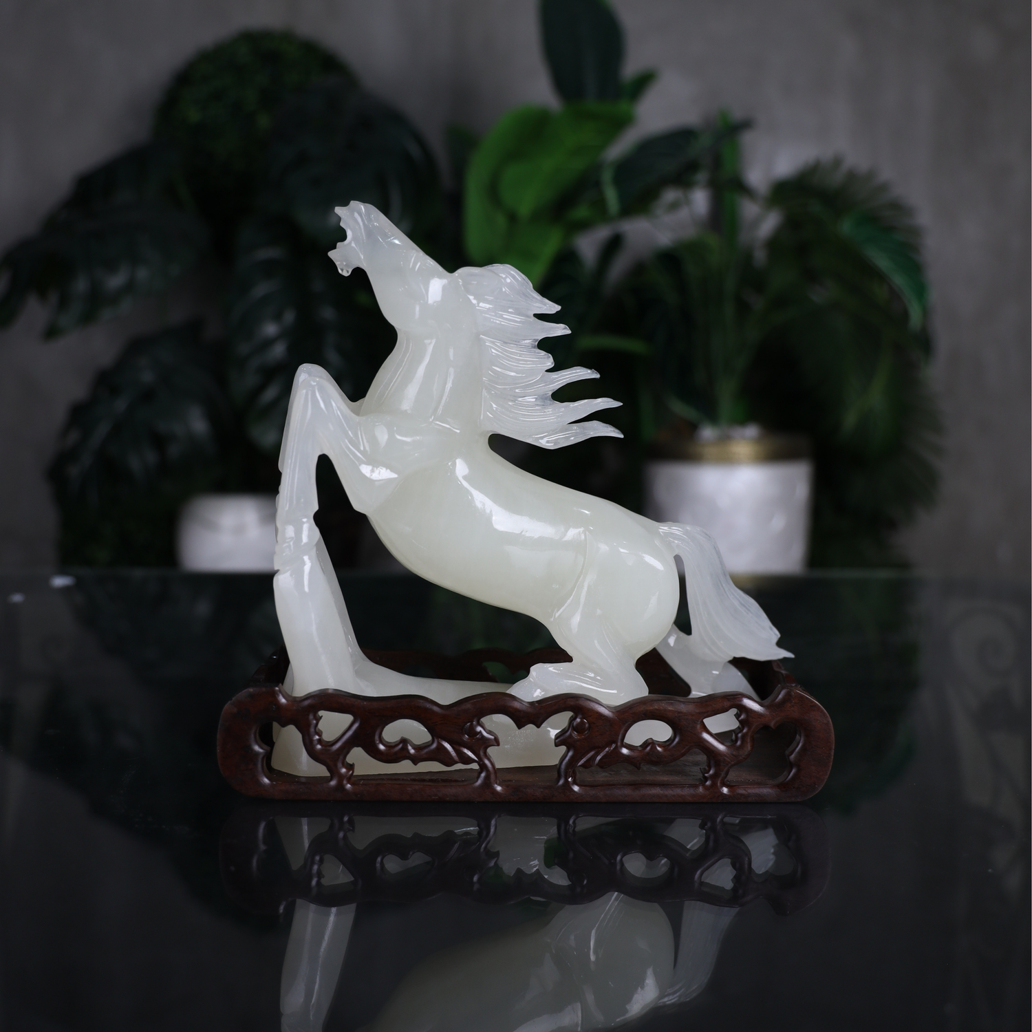 Gracious Victory White Jade Horse 23cm