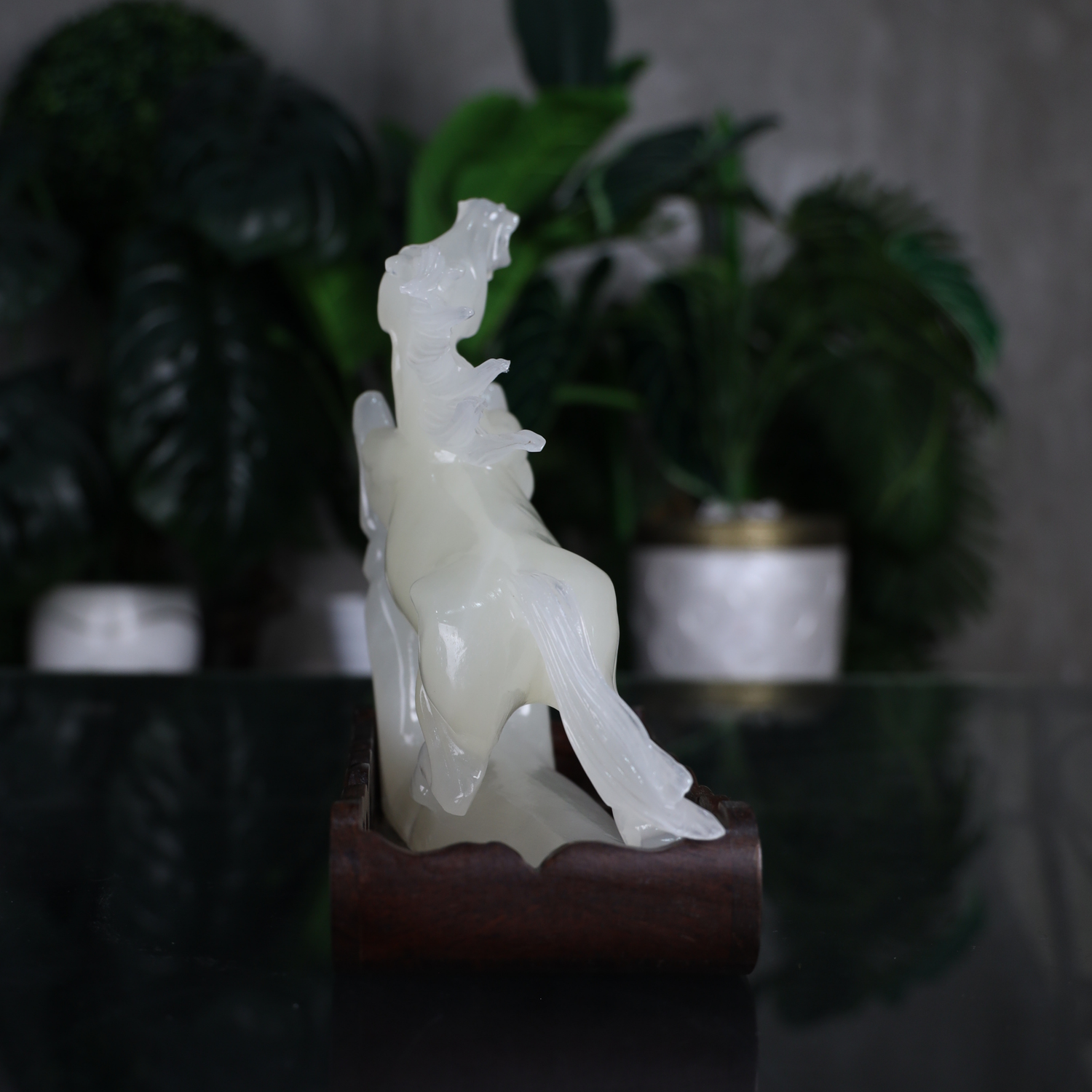 Gracious Victory White Jade Horse 23cm