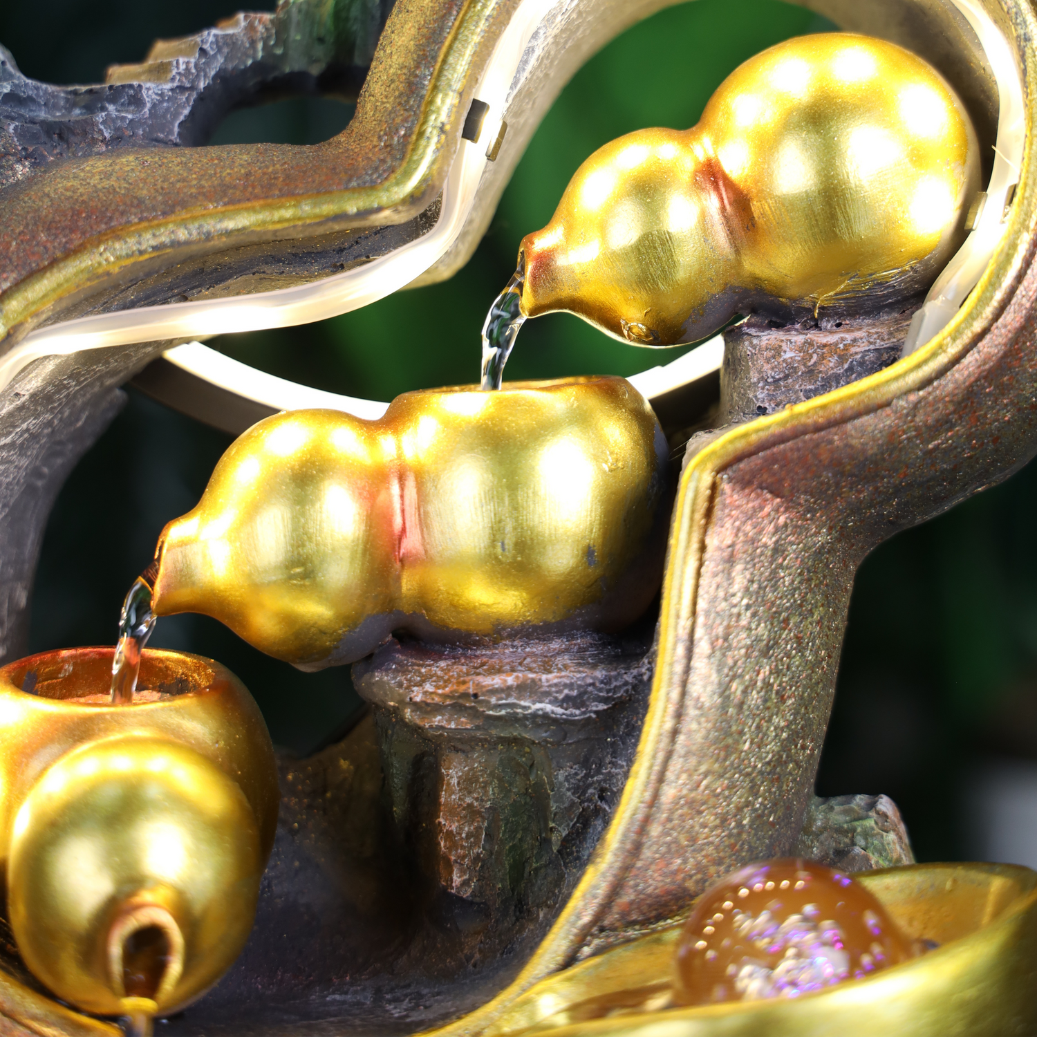 Illuminated Wu Lou Fountain of Health Energy 47cm