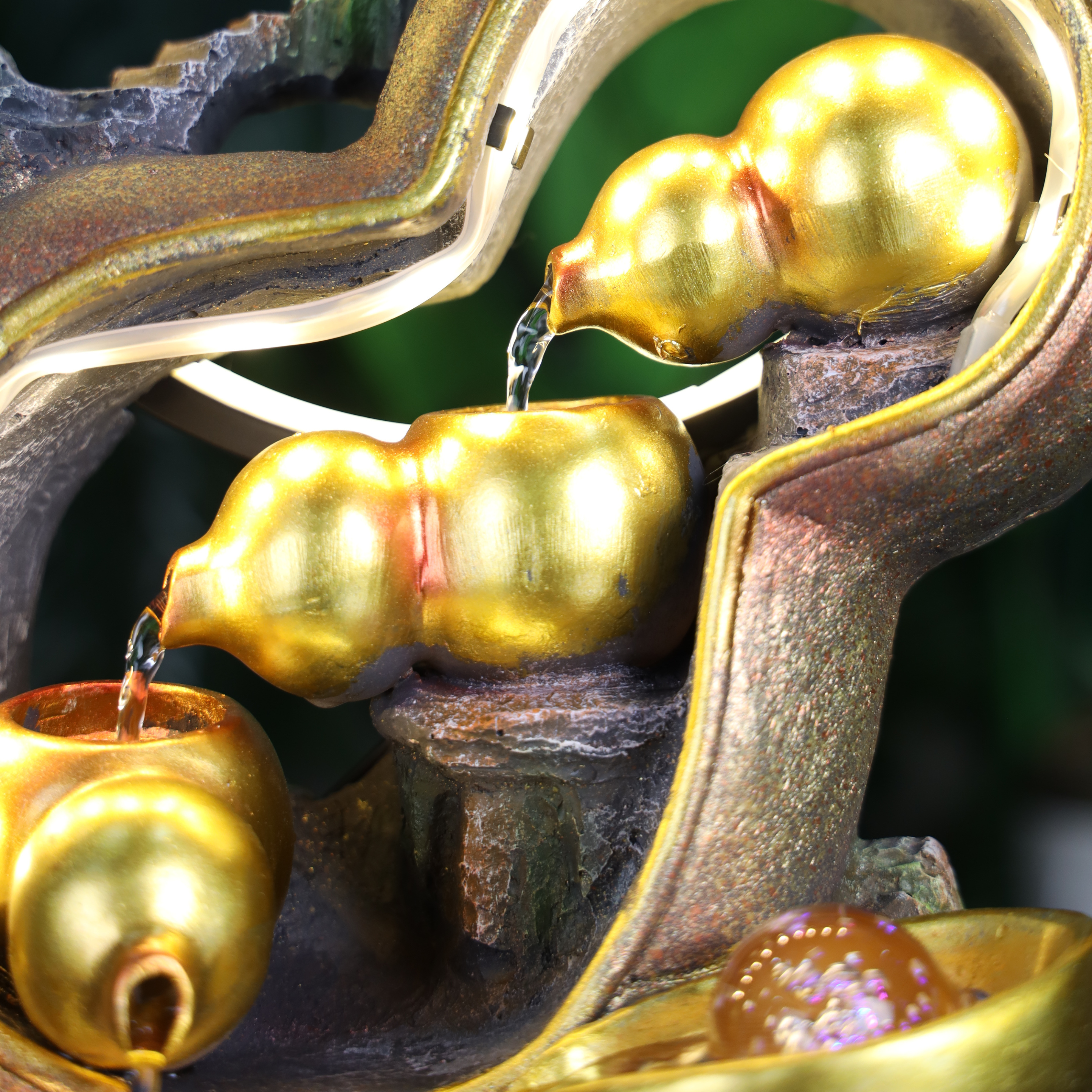 Illuminated Wu Lou Fountain of Health Energy 47cm