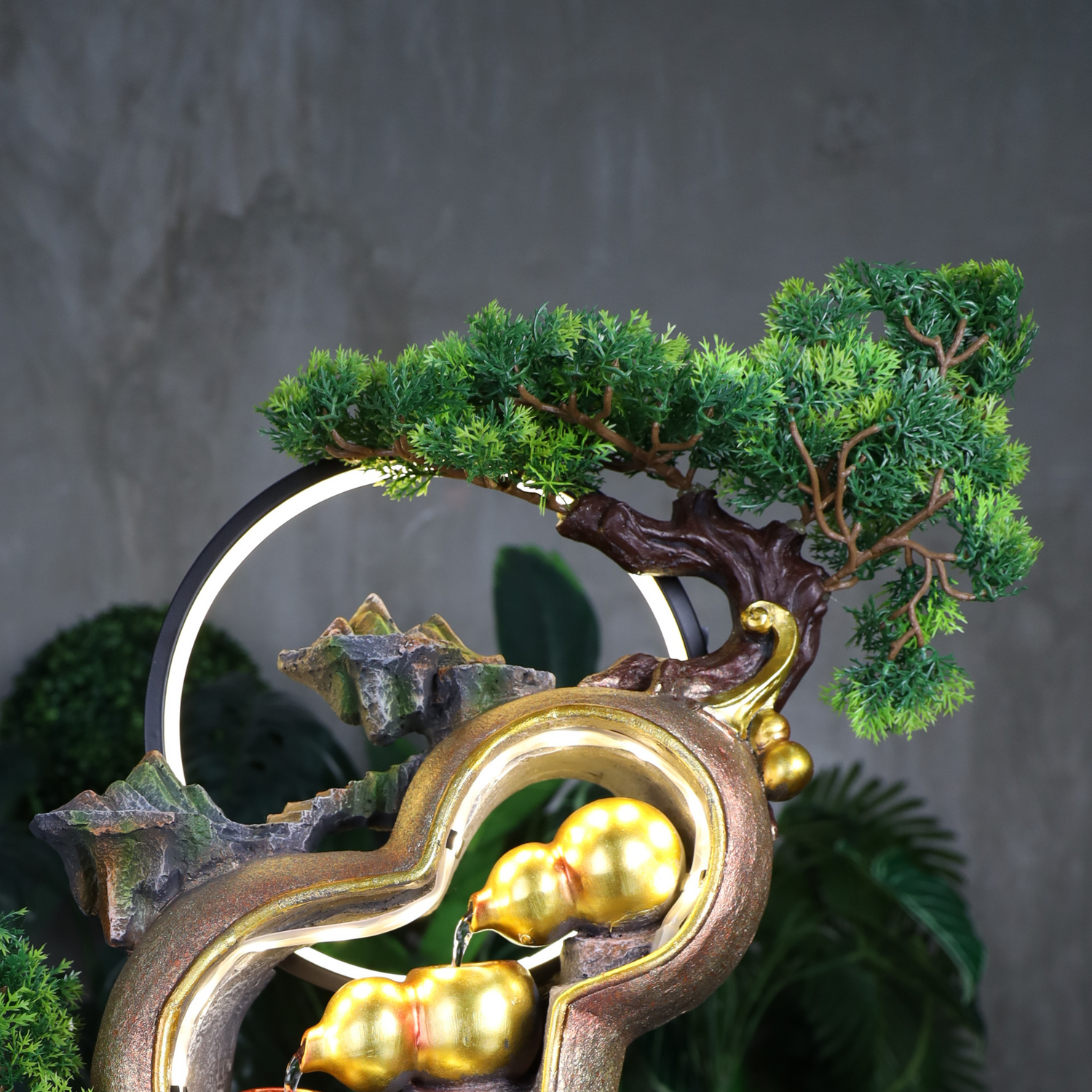Illuminated Wu Lou Fountain of Health Energy 47cm