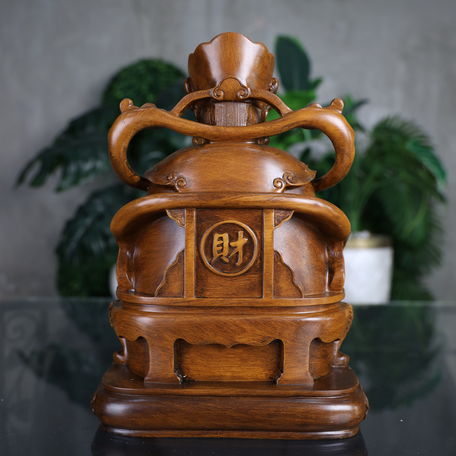 Welcoming Riches Wood God of Wealth 30cm