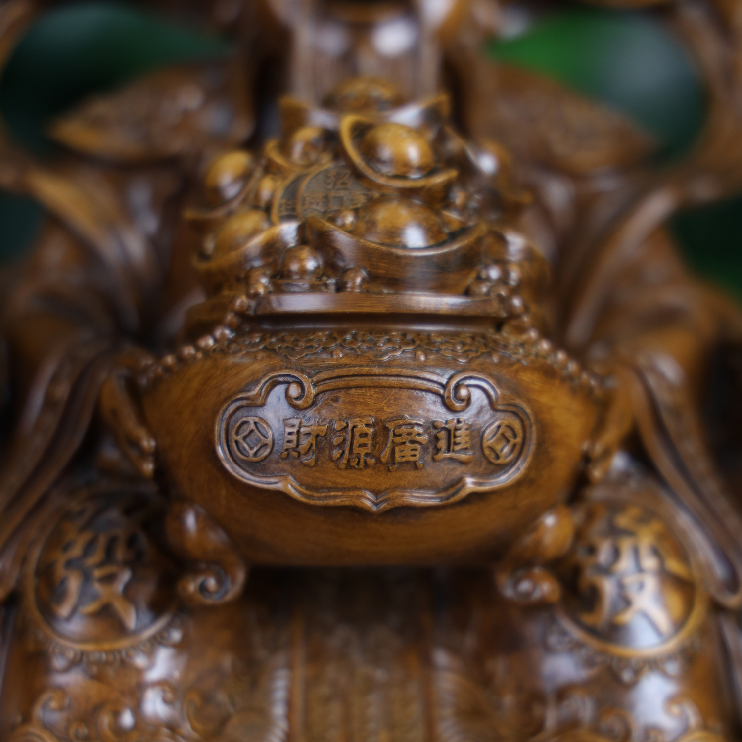 Welcoming Riches Wood God of Wealth 30cm