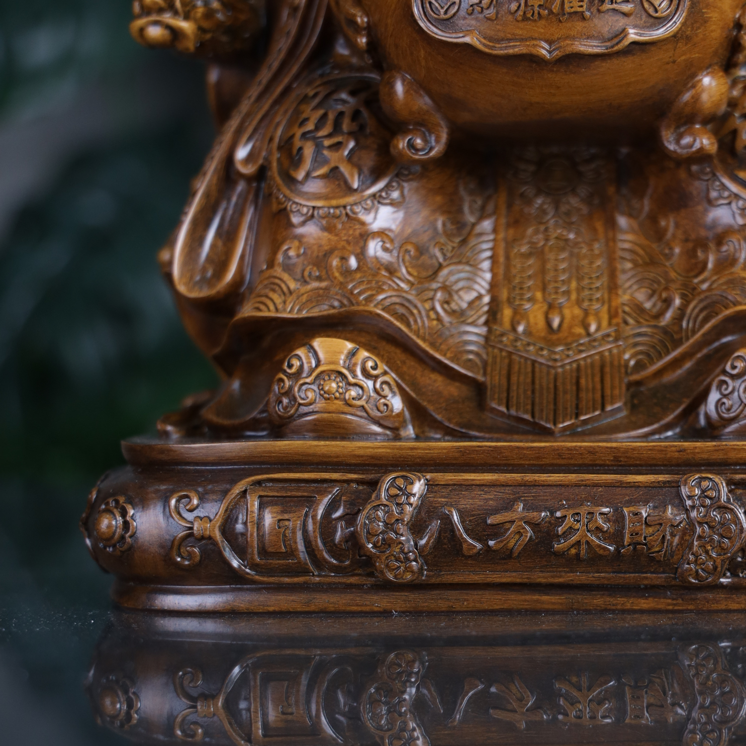 Welcoming Riches Wood God of Wealth 30cm