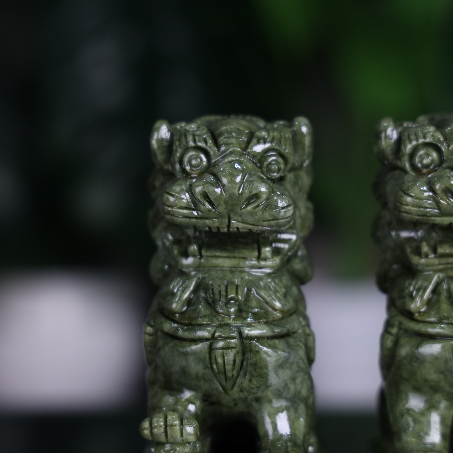 Ancient Power Jade Gatekeepers Foo Dogs 18cm