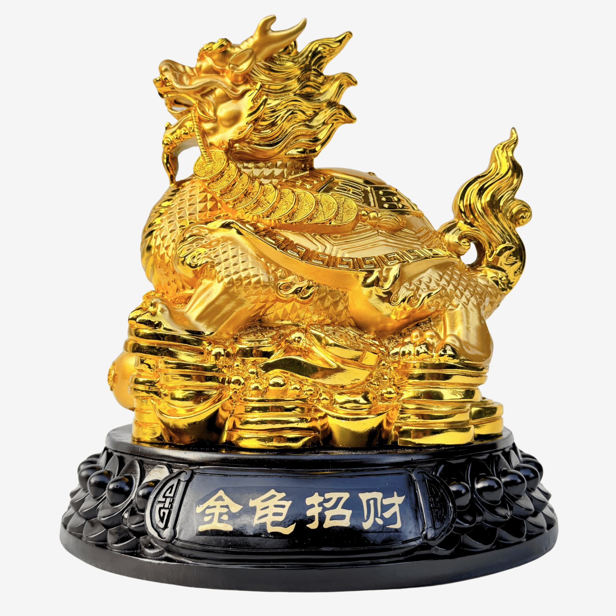 Gold Dragon Turtle for Success & Stability 25cm Default Title - Feng Shui Charms - Royal Dragon Decor Philippines