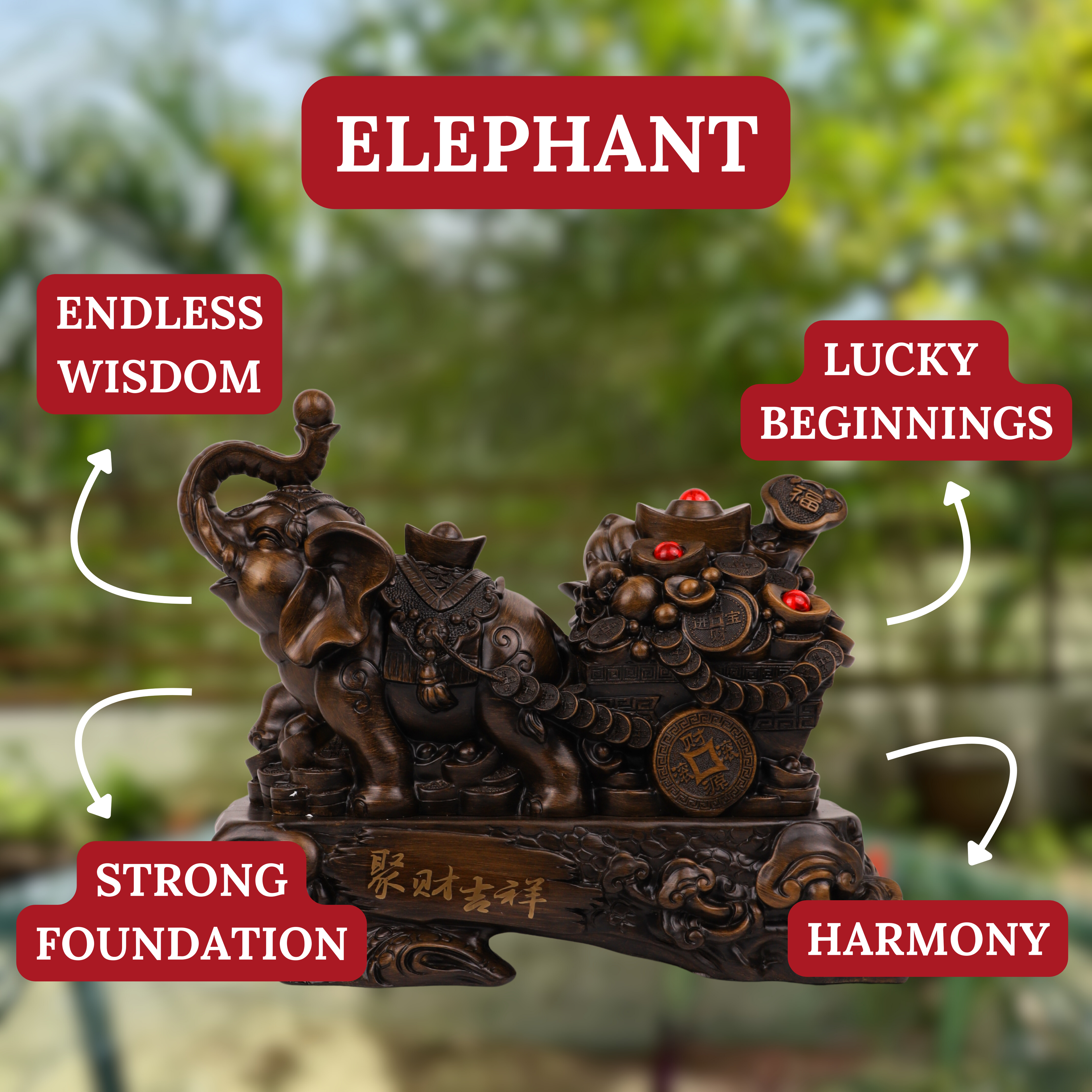 Treasure-Carrying Elephant of Fortune 44cm