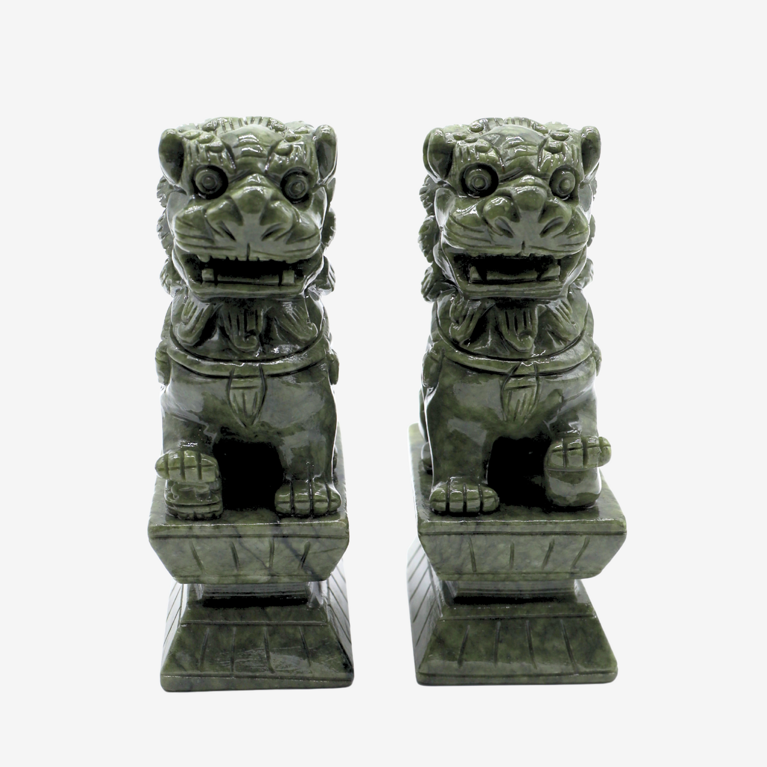 Ancient Power Jade Gatekeepers Foo Dogs 18cm