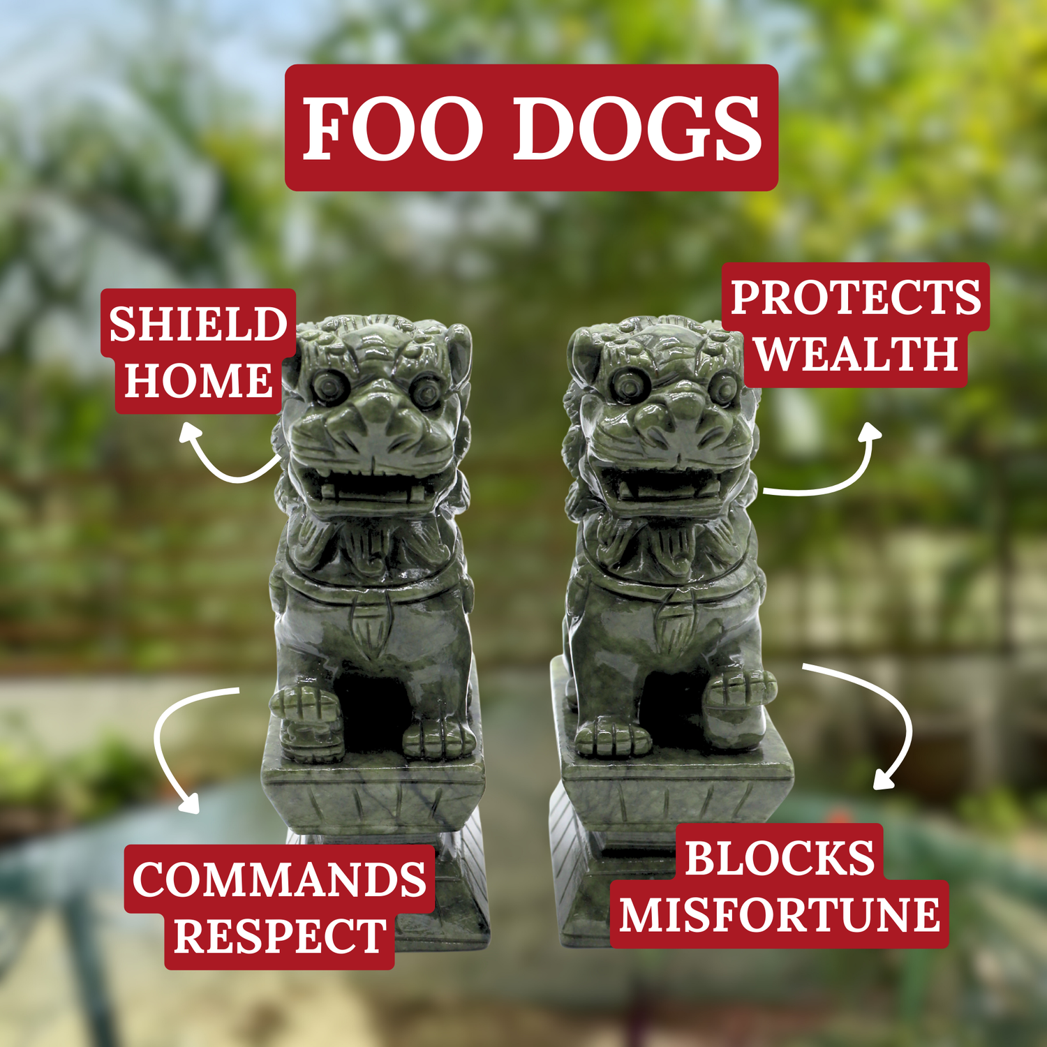 Ancient Power Jade Gatekeepers Foo Dogs 18cm