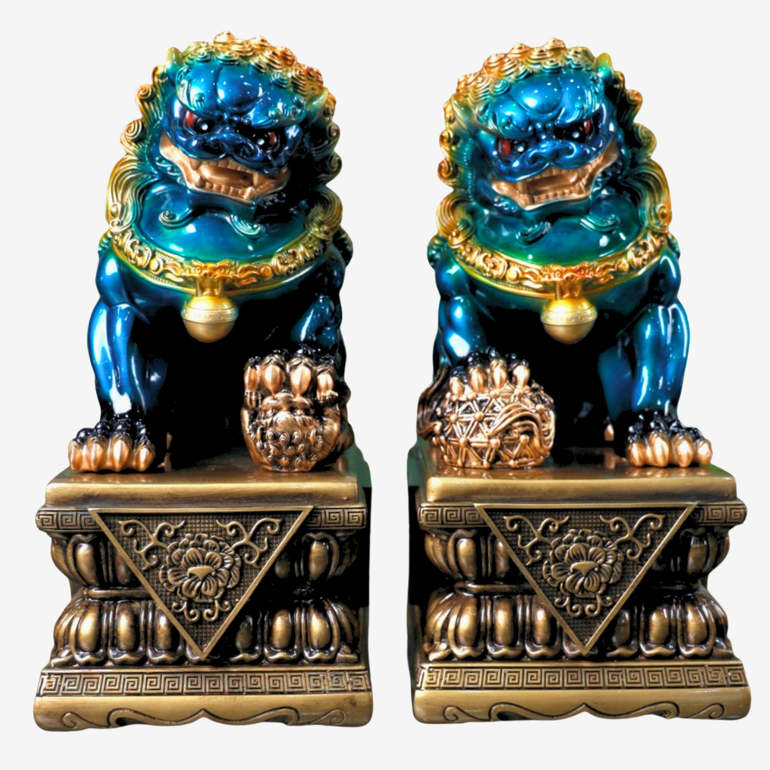 Celestial Blue Foo Dogs of the Imperial Gate 31cm
