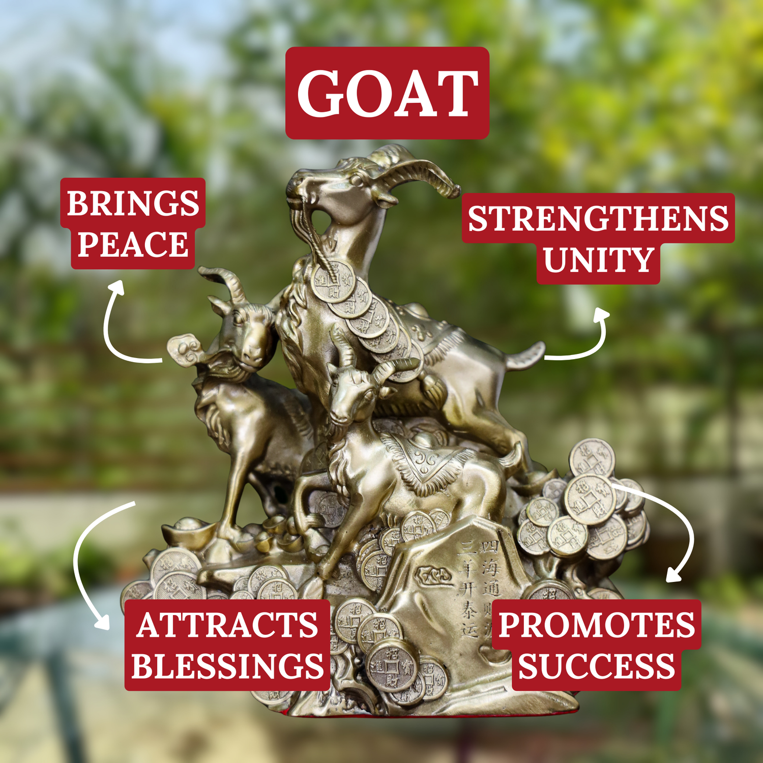 Three Goats of Care and Harmony 17cm