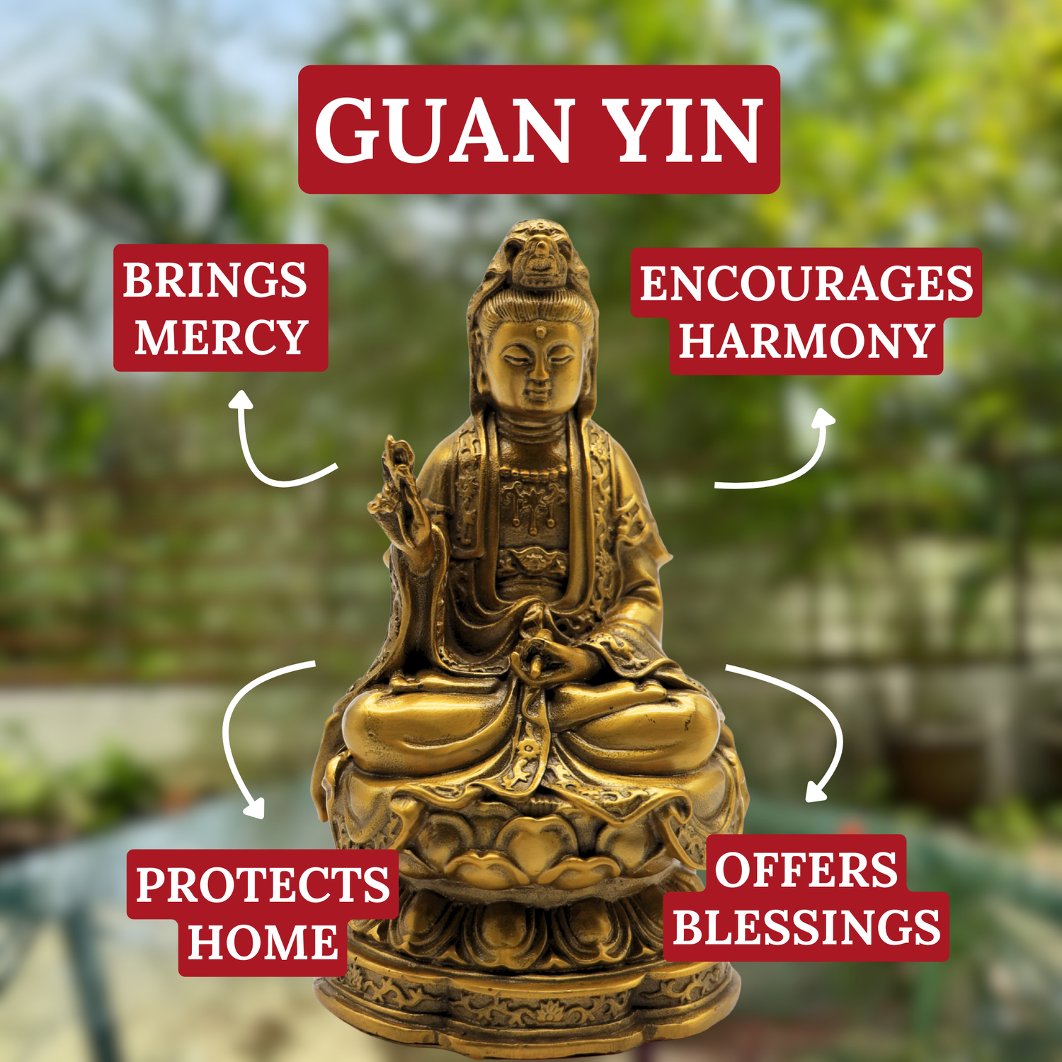 Brass Guan Yin of Grace & Mercy 17cm