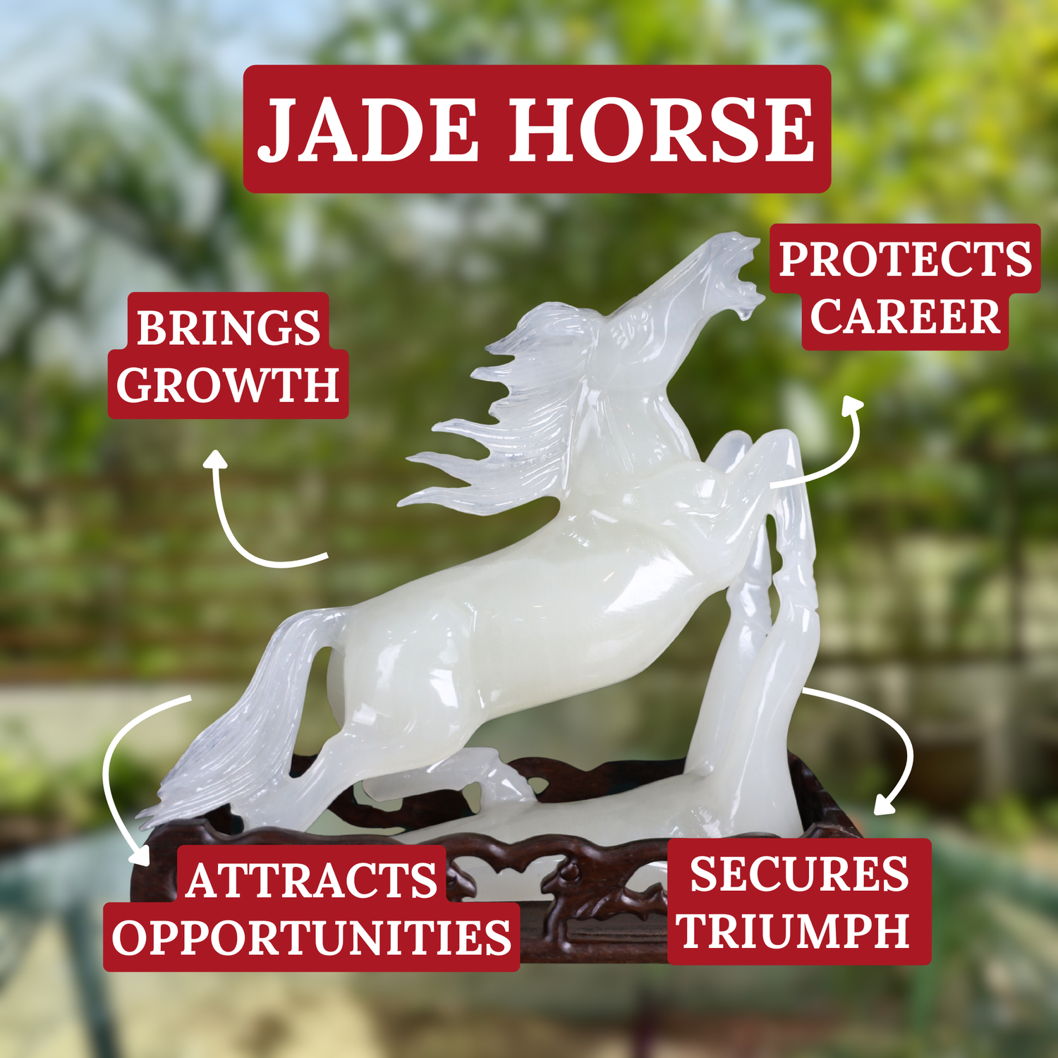 Gracious Victory White Jade Horse 23cm