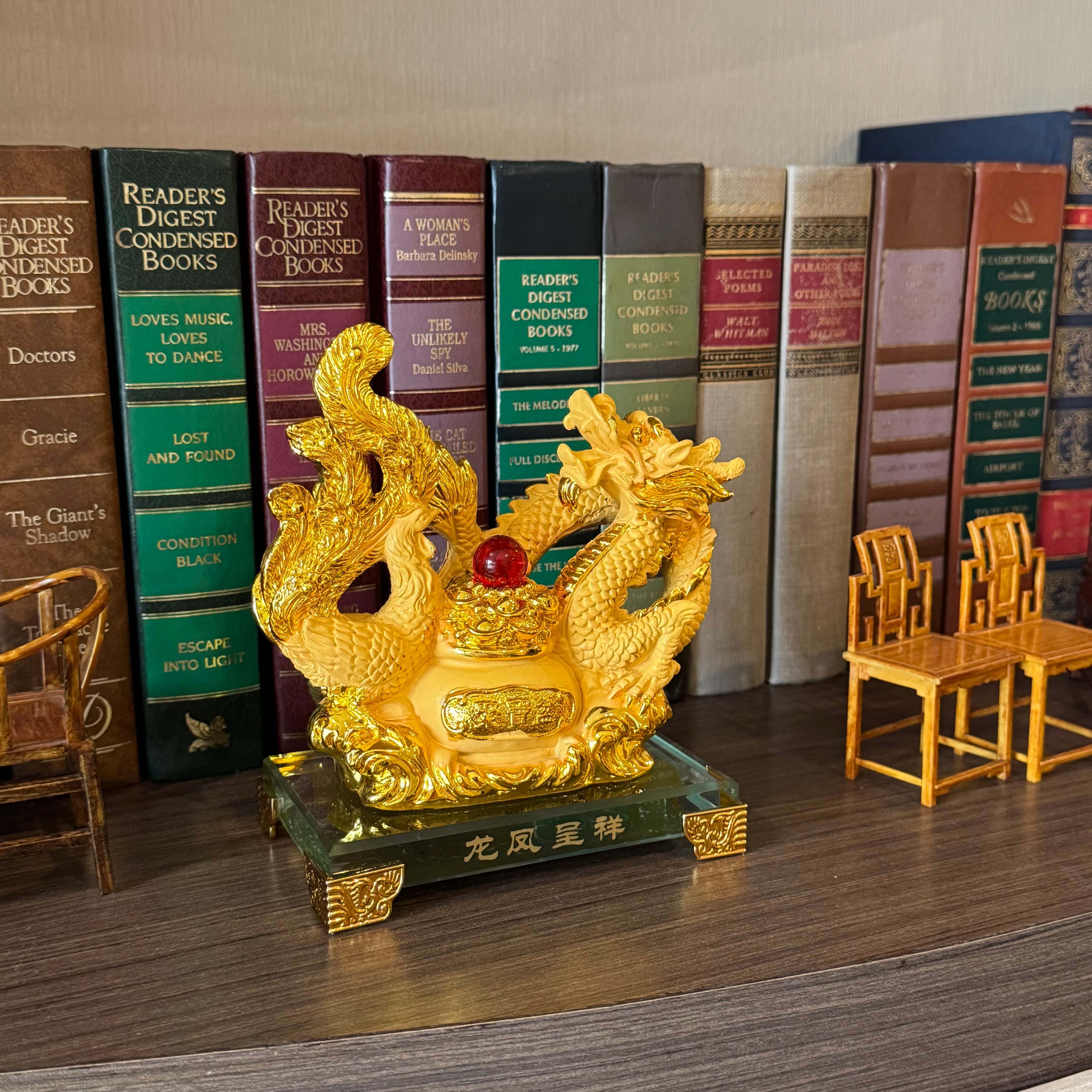 Majestic Power Couple Dragon & Phoenix 15cm Default Title - Feng Shui Charms - Royal Dragon Decor Philippines