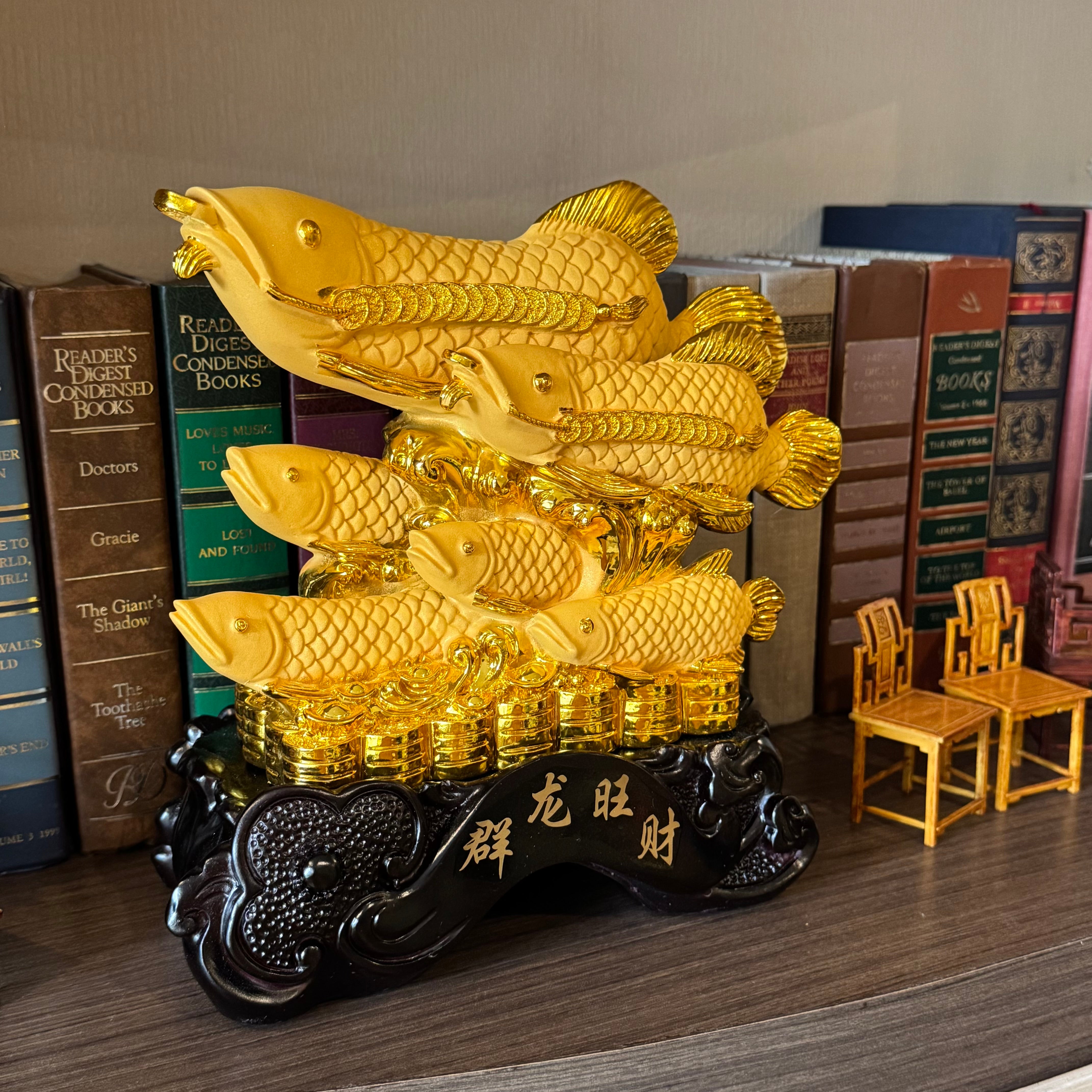 Family Teamwork to Abundance Arowanas 23cm Default Title - Feng Shui Charms - Royal Dragon Decor Philippines