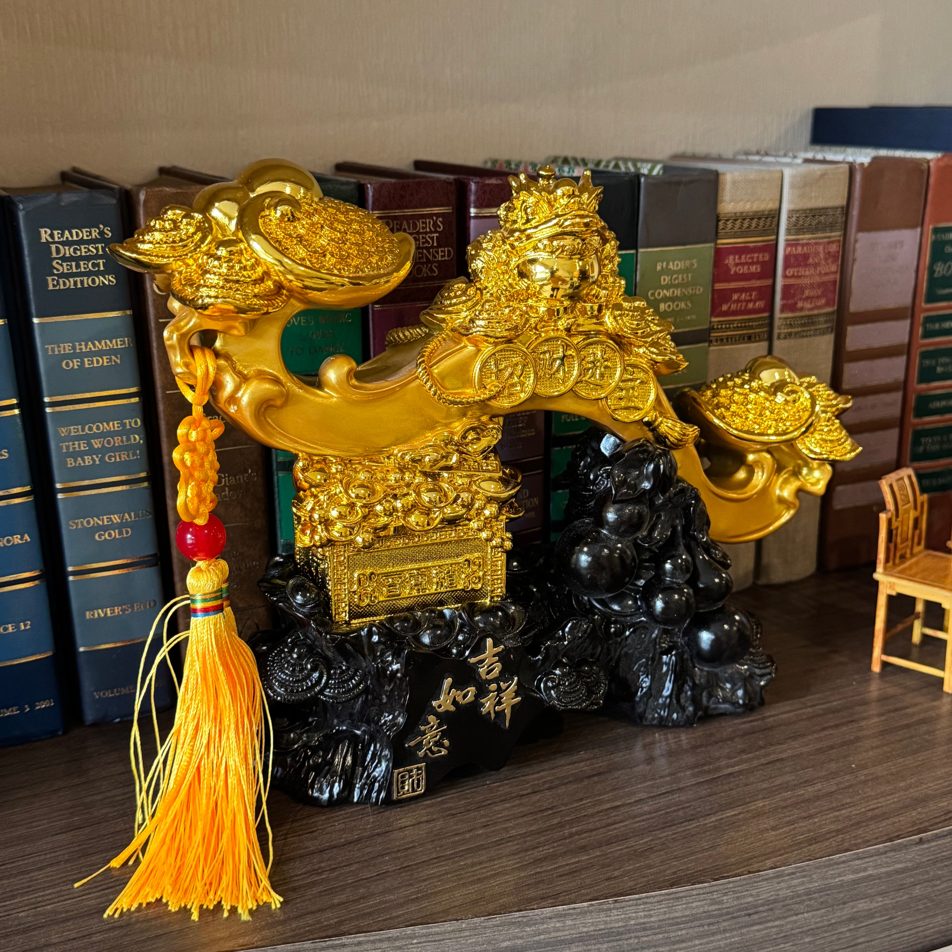 Golden Ru Yi of Power and Command 29cm Default Title - Feng Shui Charms - Royal Dragon Decor Philippines
