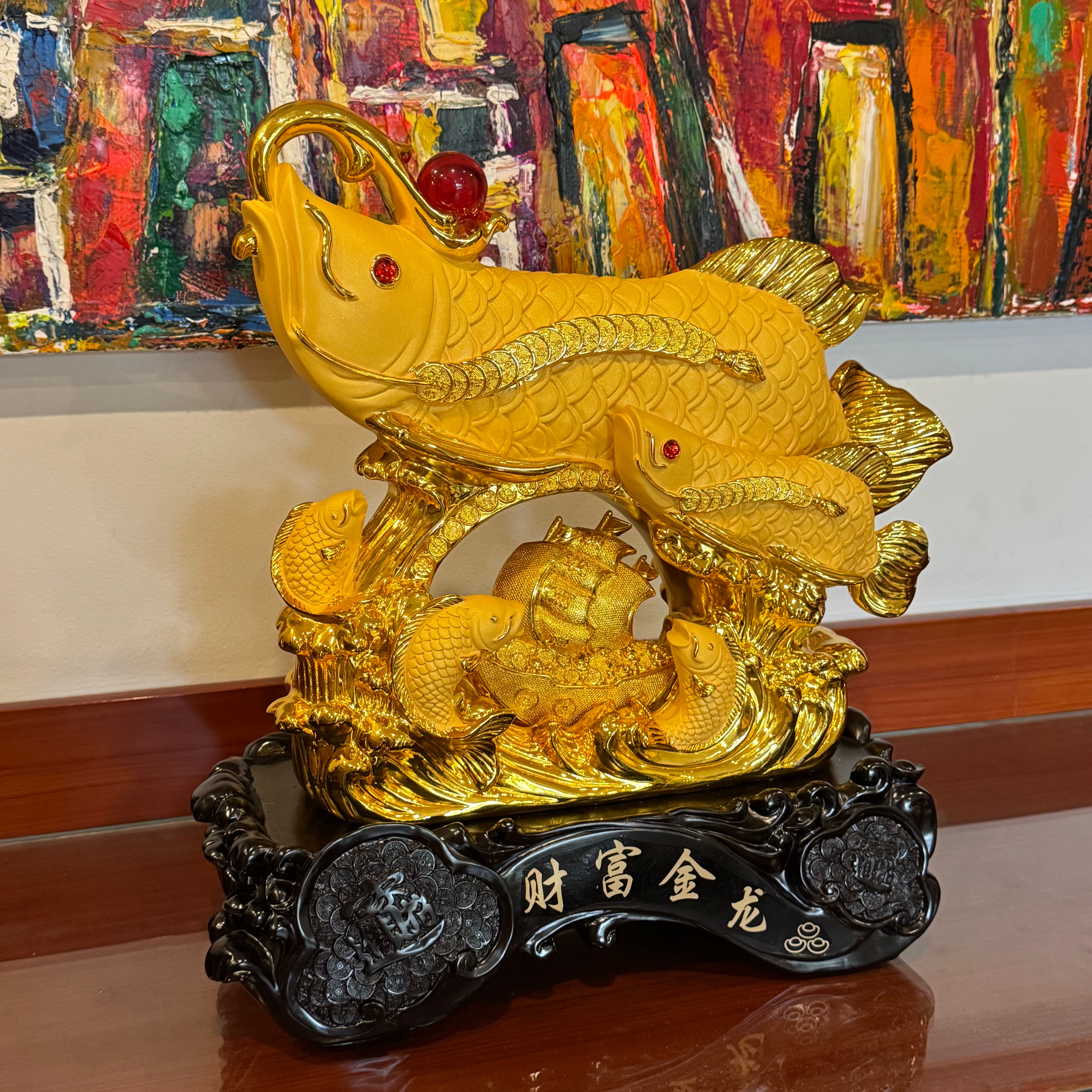 A Dynasty of Riches Family of Arowanas 48cm Default Title - Feng Shui Charms - Royal Dragon Decor Philippines