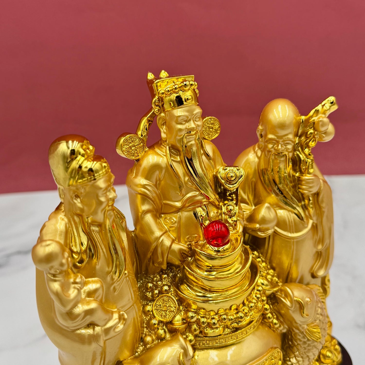 Golden Trinity of Fortune Fuk Luk Sau 21cm Default Title - Feng Shui Charms - Royal Dragon Decor Philippines