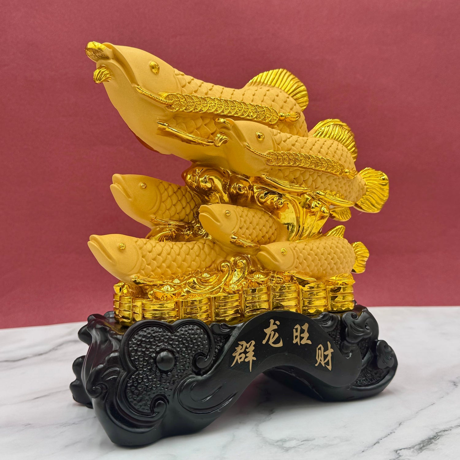 Family Teamwork to Abundance Arowanas 23cm Default Title - Feng Shui Charms - Royal Dragon Decor Philippines
