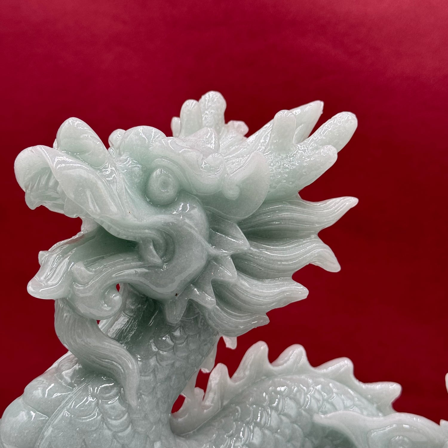 Dynasty Jade Dragon on Wooden Base 29cm Default Title - Feng Shui Charms - Royal Dragon Decor Philippines