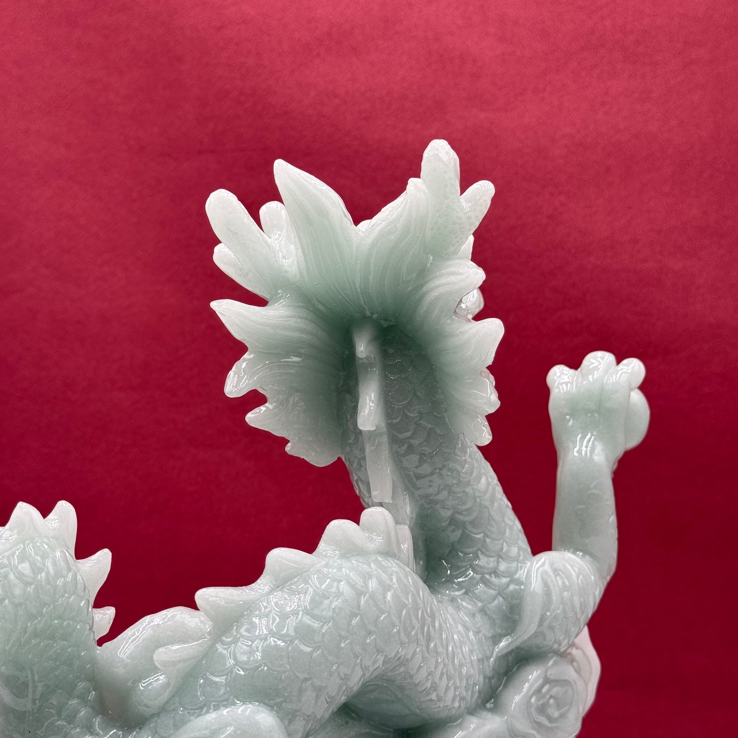 Dynasty Jade Dragon on Wooden Base 29cm Default Title - Feng Shui Charms - Royal Dragon Decor Philippines