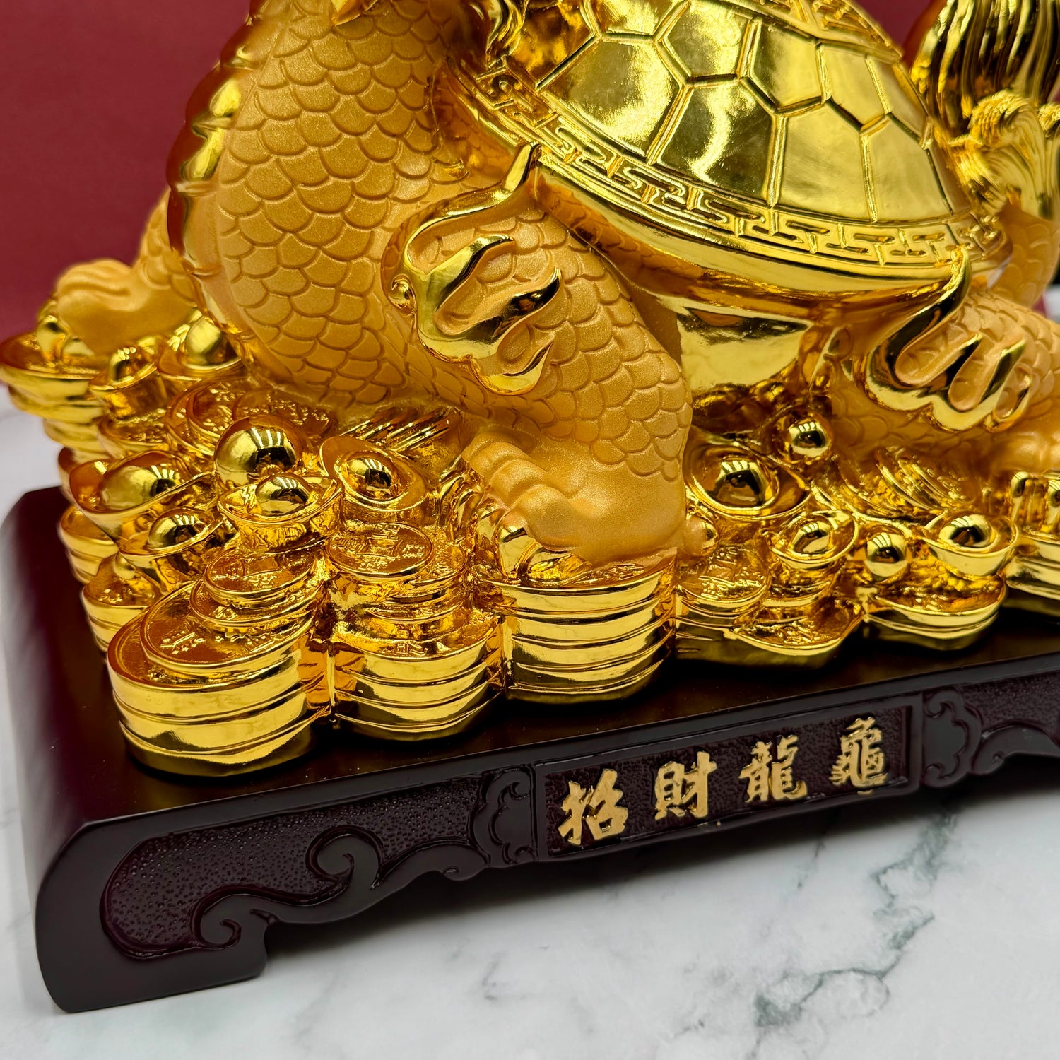 Golden Shell of Protection Dragon Turtle 28cm Default Title - Feng Shui Charms - Royal Dragon Decor Philippines