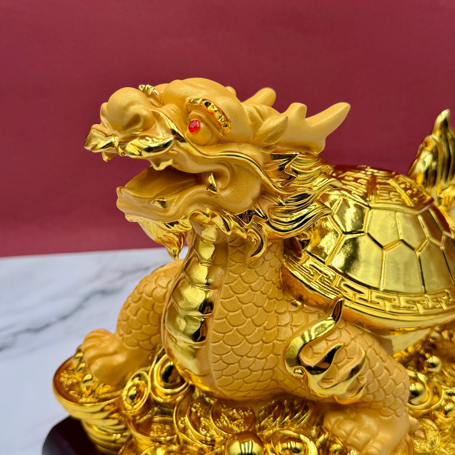 Golden Shell of Protection Dragon Turtle 28cm Default Title - Feng Shui Charms - Royal Dragon Decor Philippines