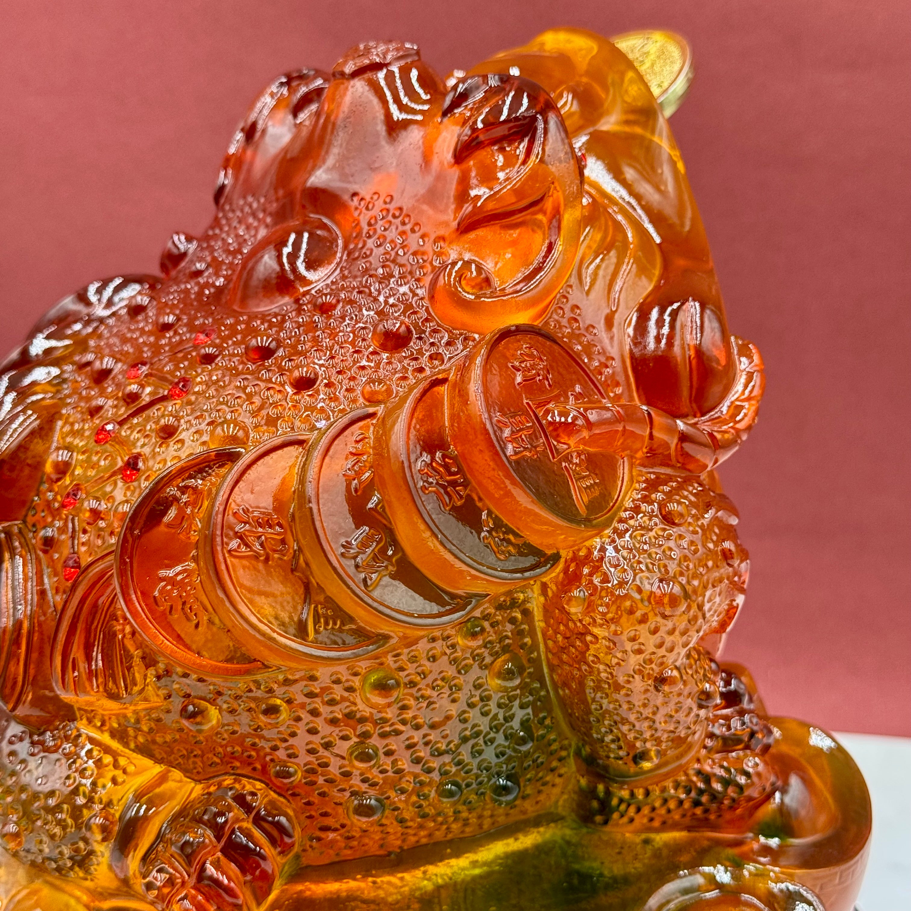 Orange Flame Rotating Money Frog 28cm Default Title - Feng Shui Charms - Royal Dragon Decor Philippines