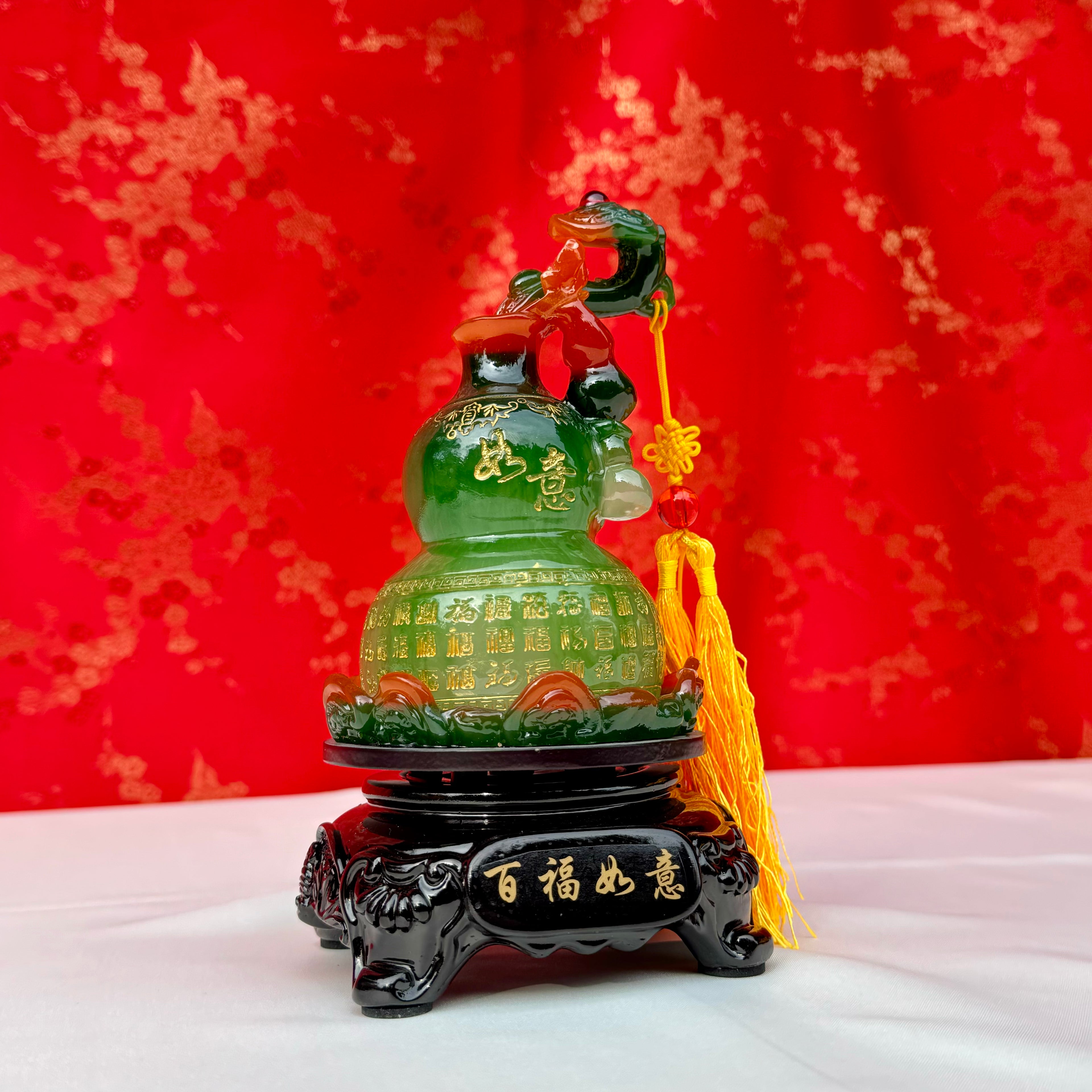 Giver of Long Life Rotating Green Wu Lou 20cm Default Title - Feng Shui Charms - Royal Dragon Decor Philippines