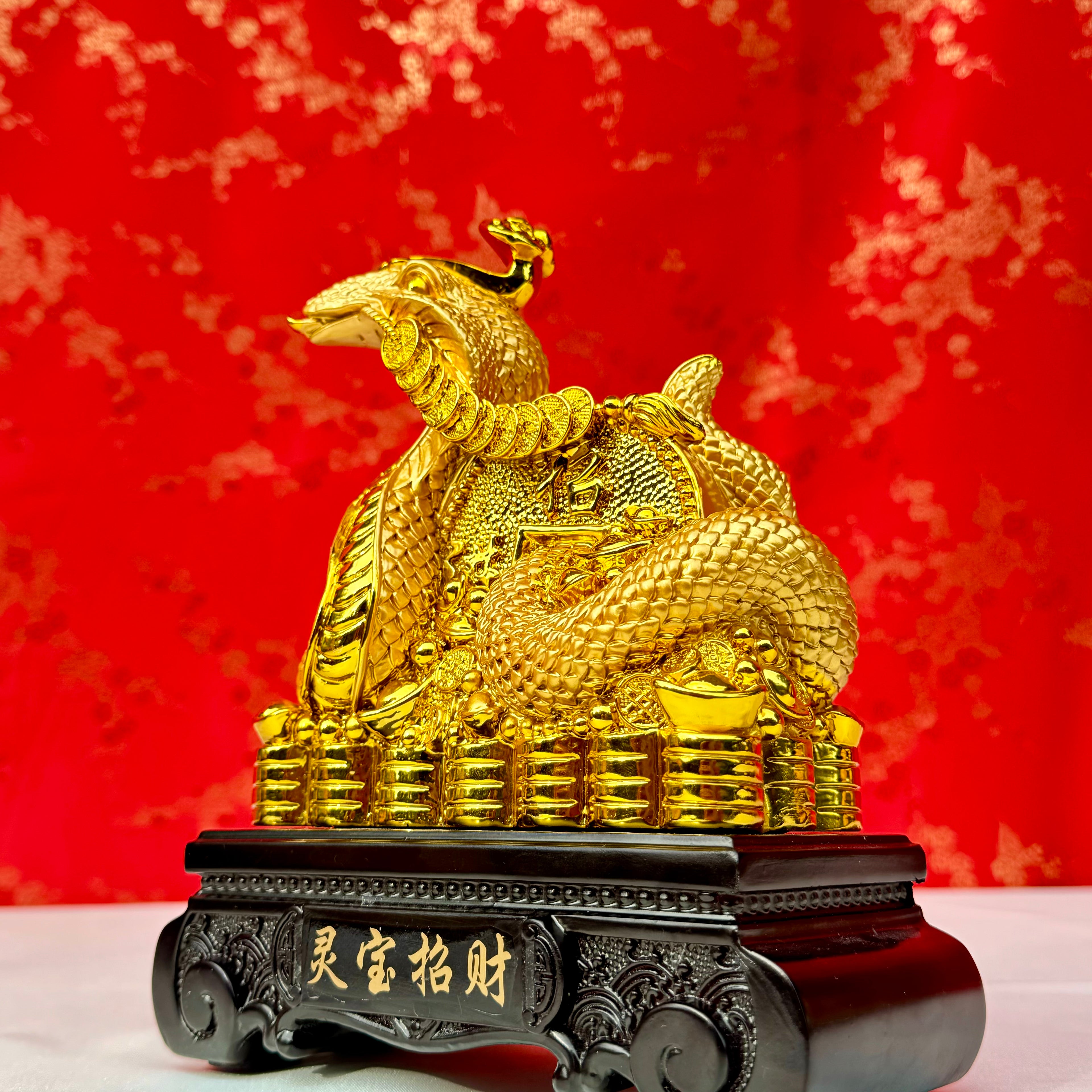 Lucky Year of the Snake on Gold Coins 21cm Default Title - Feng Shui Charms - Royal Dragon Decor Philippines