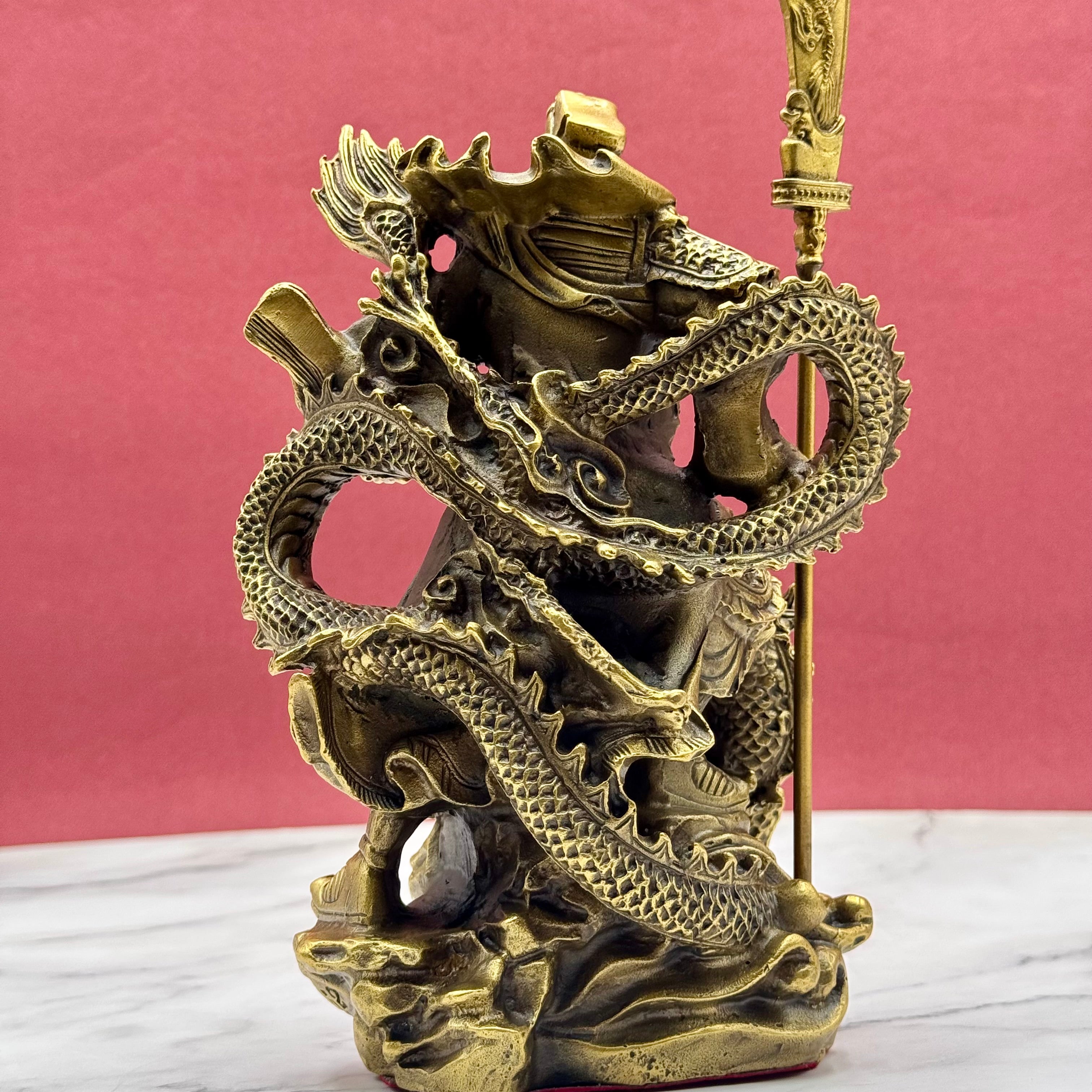 Supreme Brass Guardian Guan Gong 27cm Default Title - Feng Shui Charms - Royal Dragon Decor Philippines