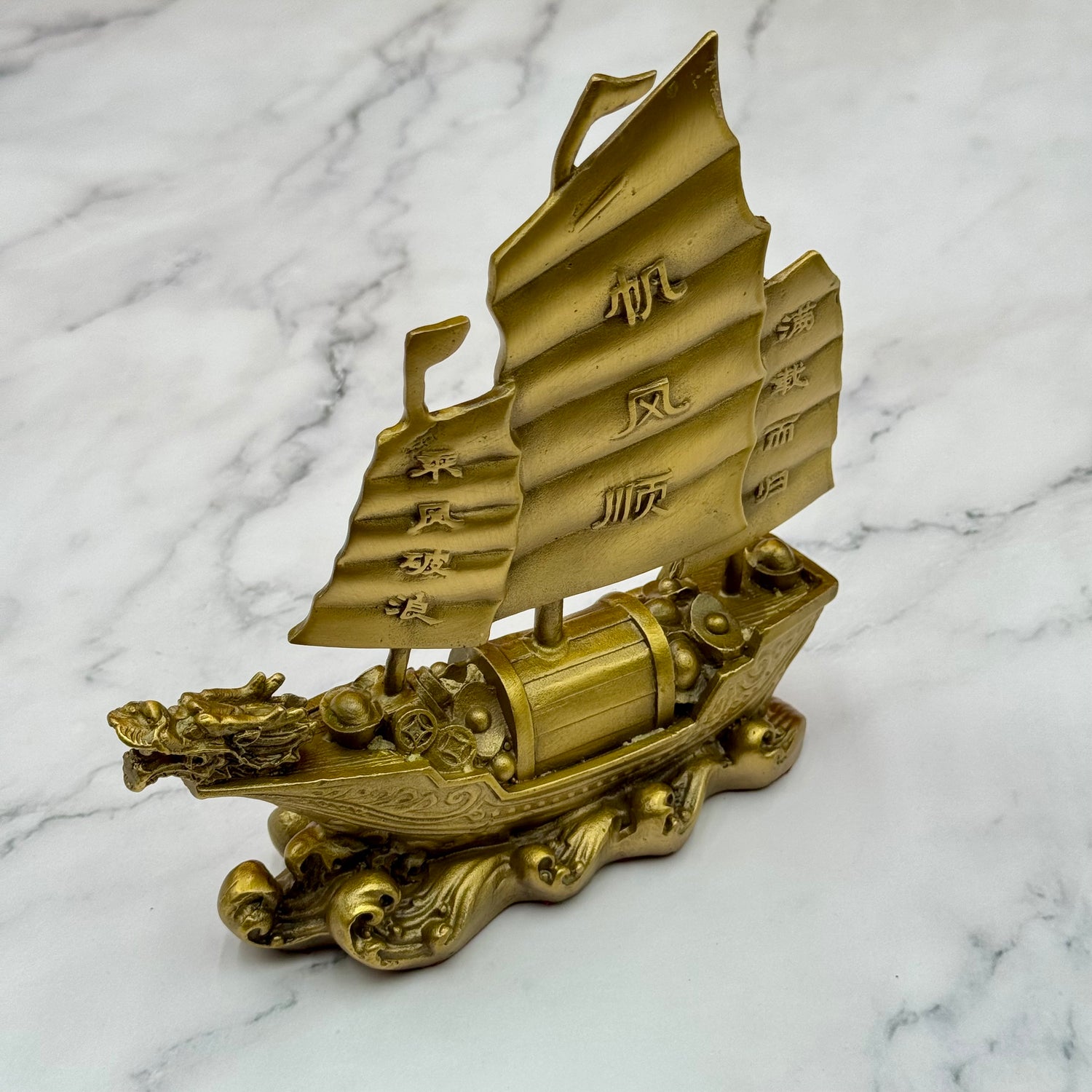 Daily Windfalls Brass Wealth Ship 17cm Default Title - Feng Shui Charms - Royal Dragon Decor Philippines