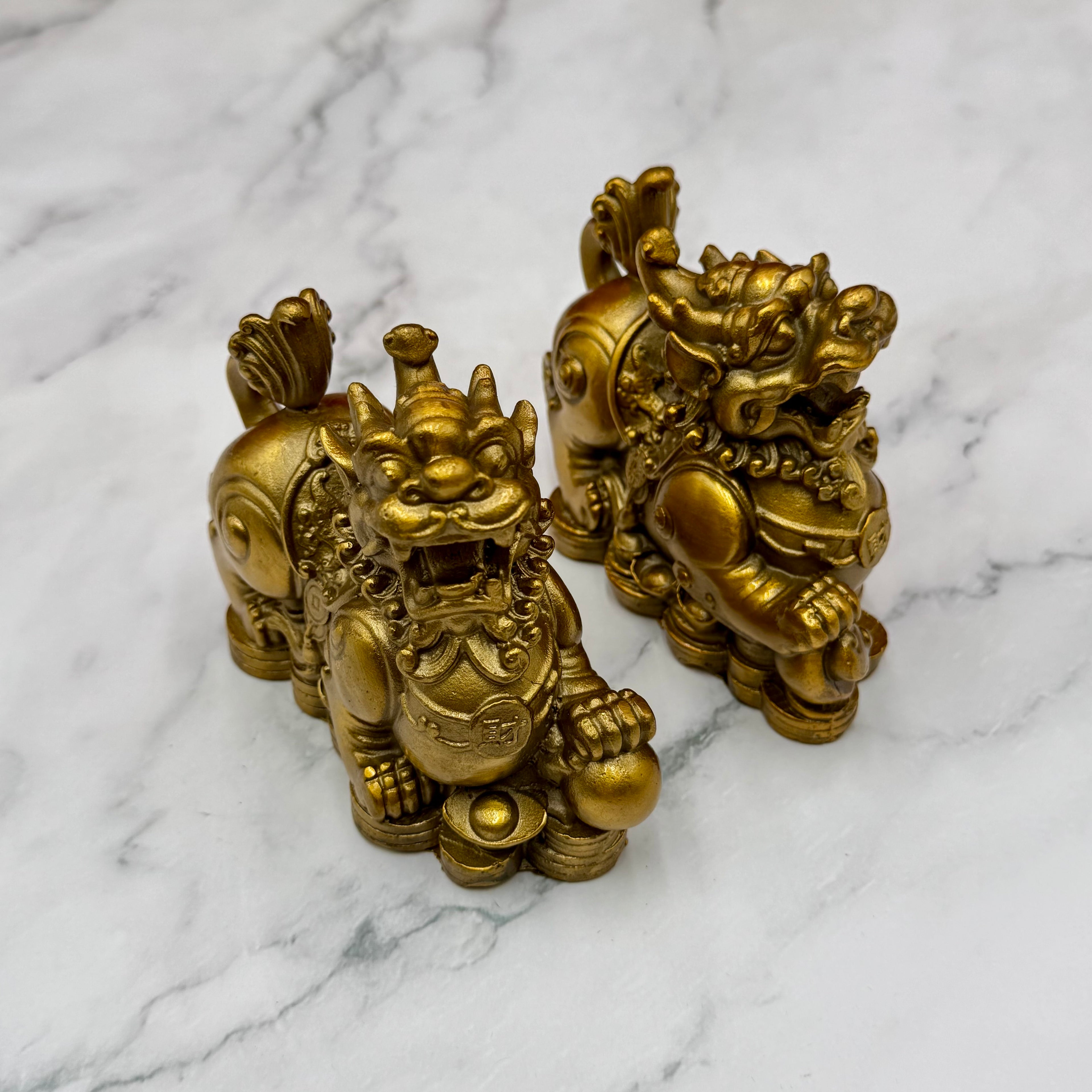 Brass Metal Protectors Pi Yao Pair 11cm Default Title - Feng Shui Charms - Royal Dragon Decor Philippines