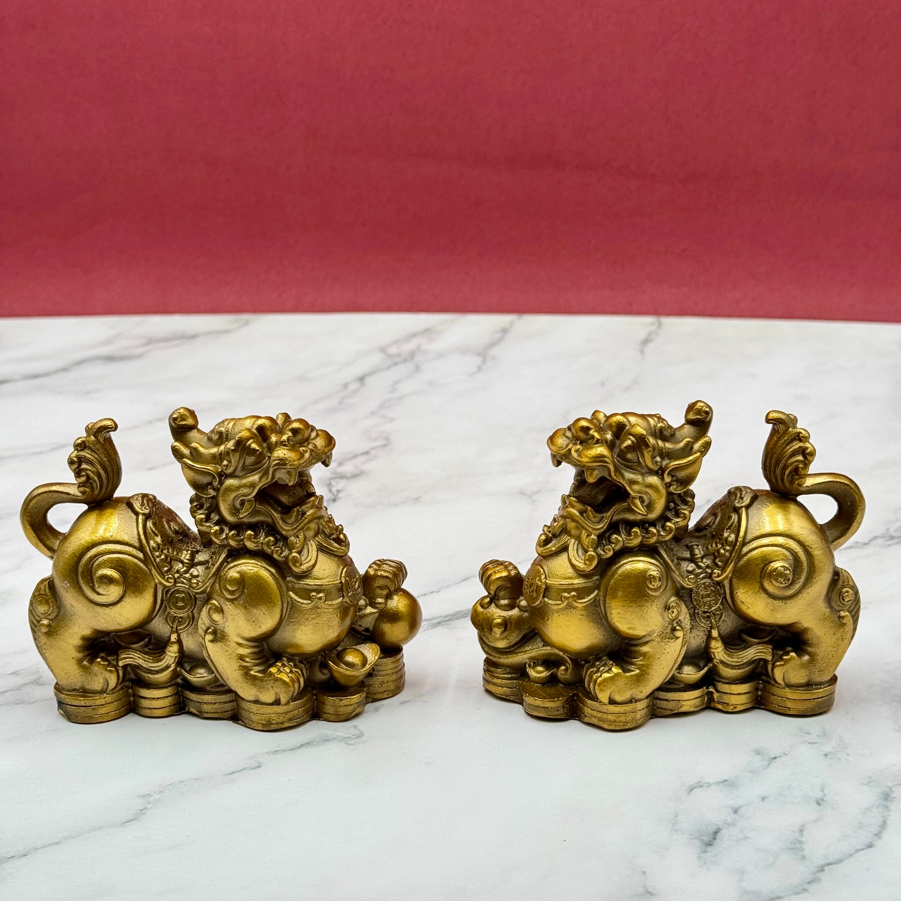 Brass Metal Protectors Pi Yao Pair 11cm Default Title - Feng Shui Charms - Royal Dragon Decor Philippines