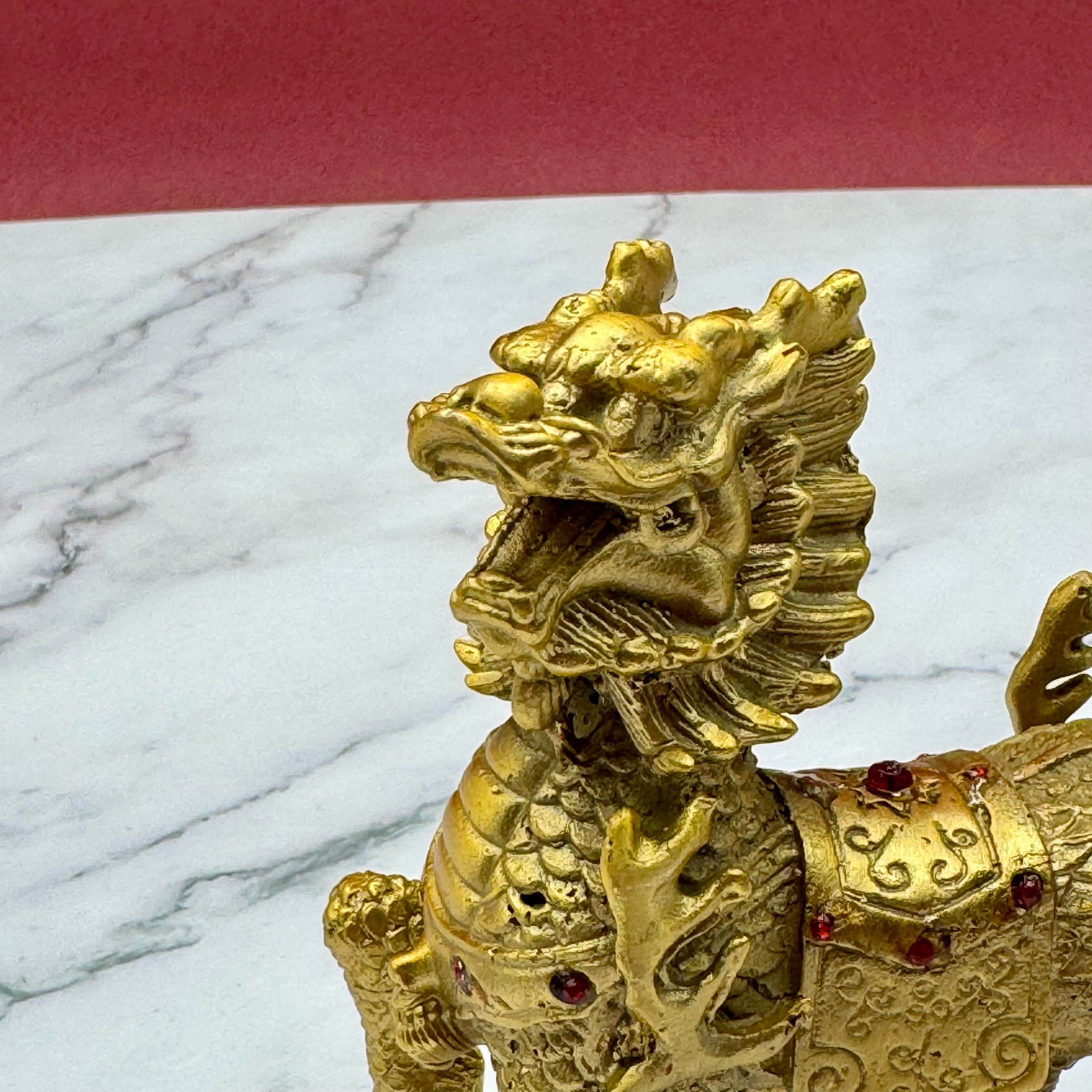 Legendary Brass Qilin for Anti-Bad Luck 10cm Default Title - Feng Shui Charms - Royal Dragon Decor Philippines