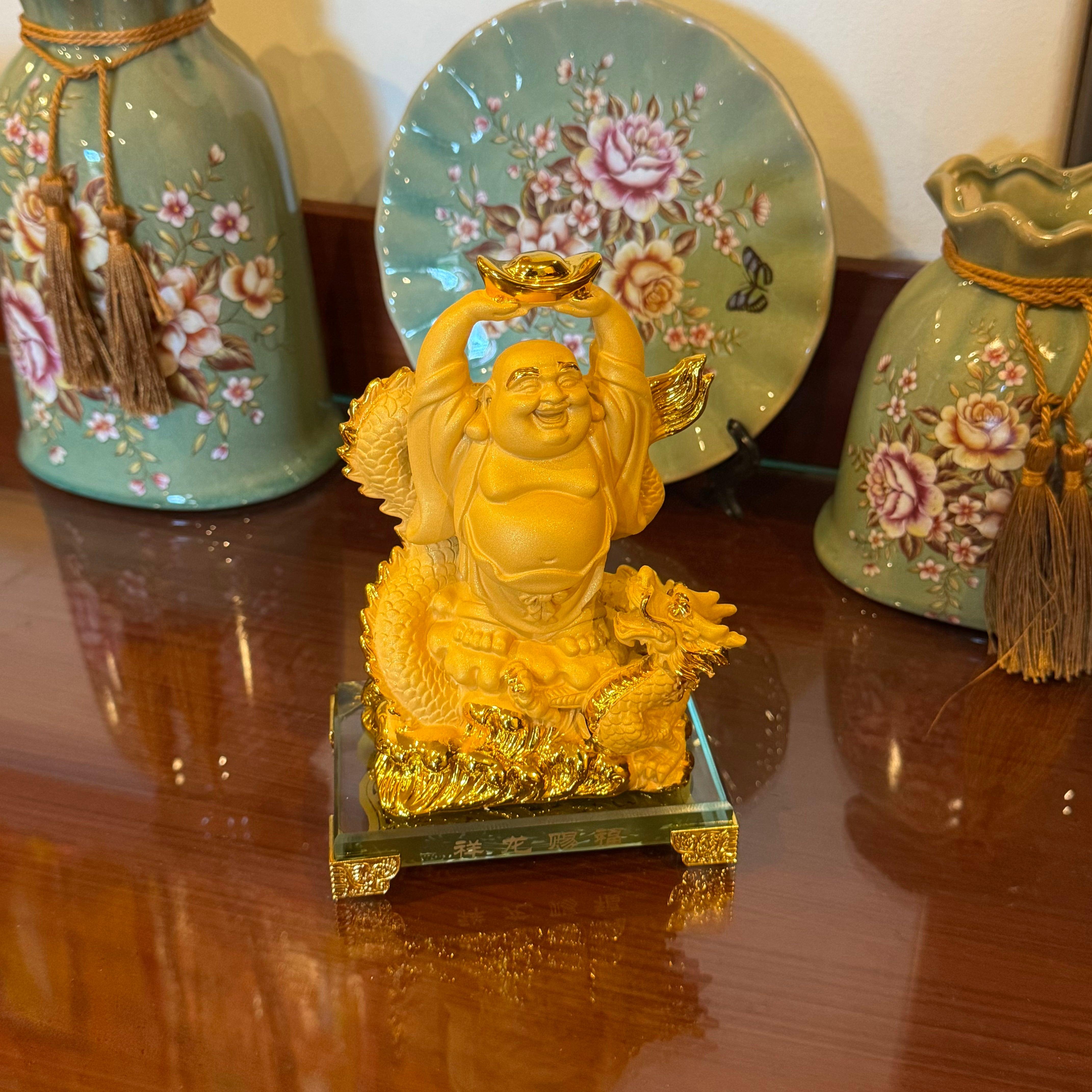 Dragon-Powered Buddha of Great Fortune 17cm Default Title - Feng Shui Charms - Royal Dragon Decor Philippines