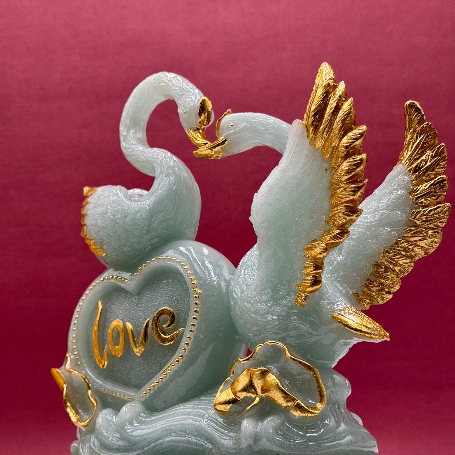 Jade Swans of Pure Love 25cm Default Title - Feng Shui Charms - Royal Dragon Decor Philippines