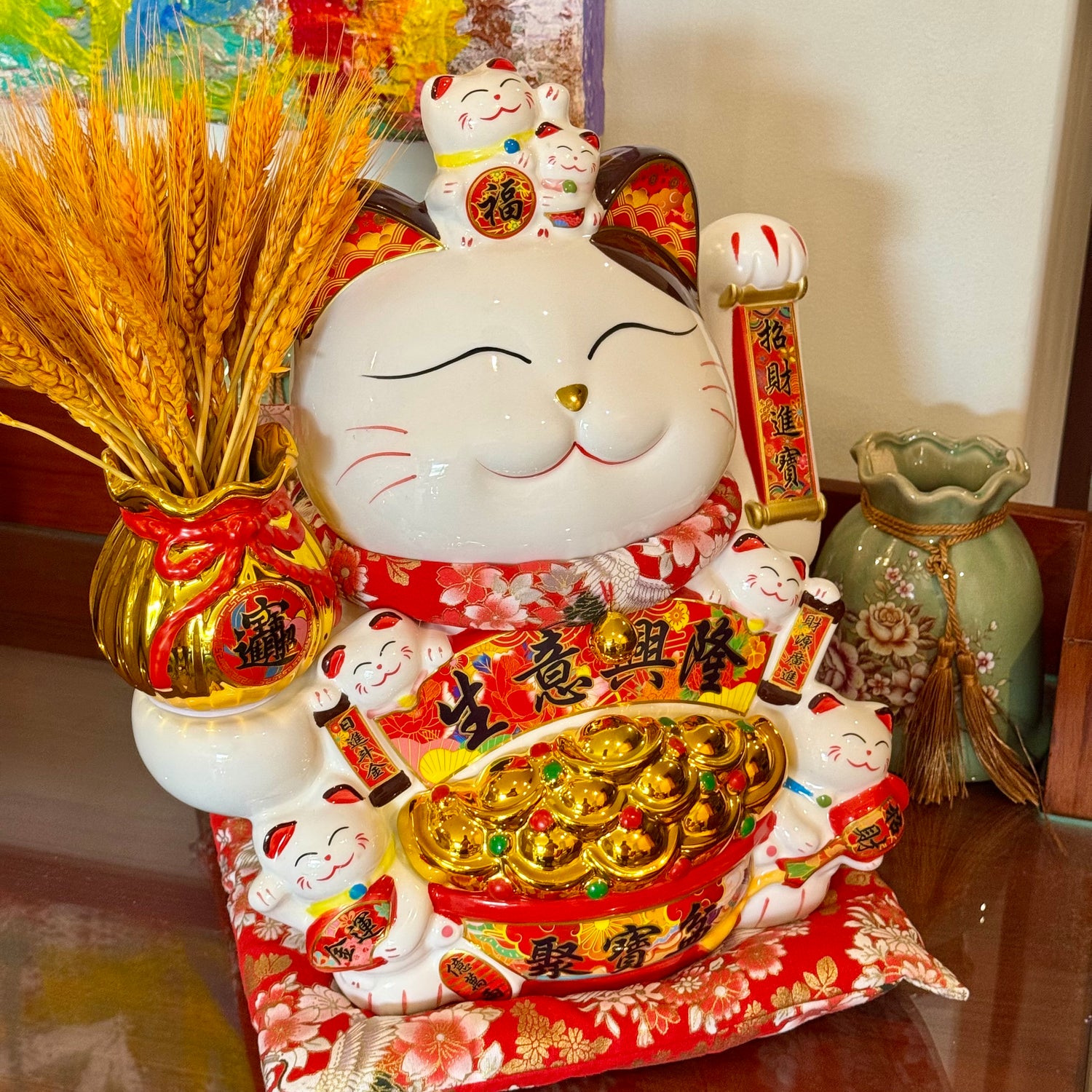 Emperor Lucky Cat with Bountiful Harvest 38cm Default Title - Feng Shui Charms - Royal Dragon Decor Philippines
