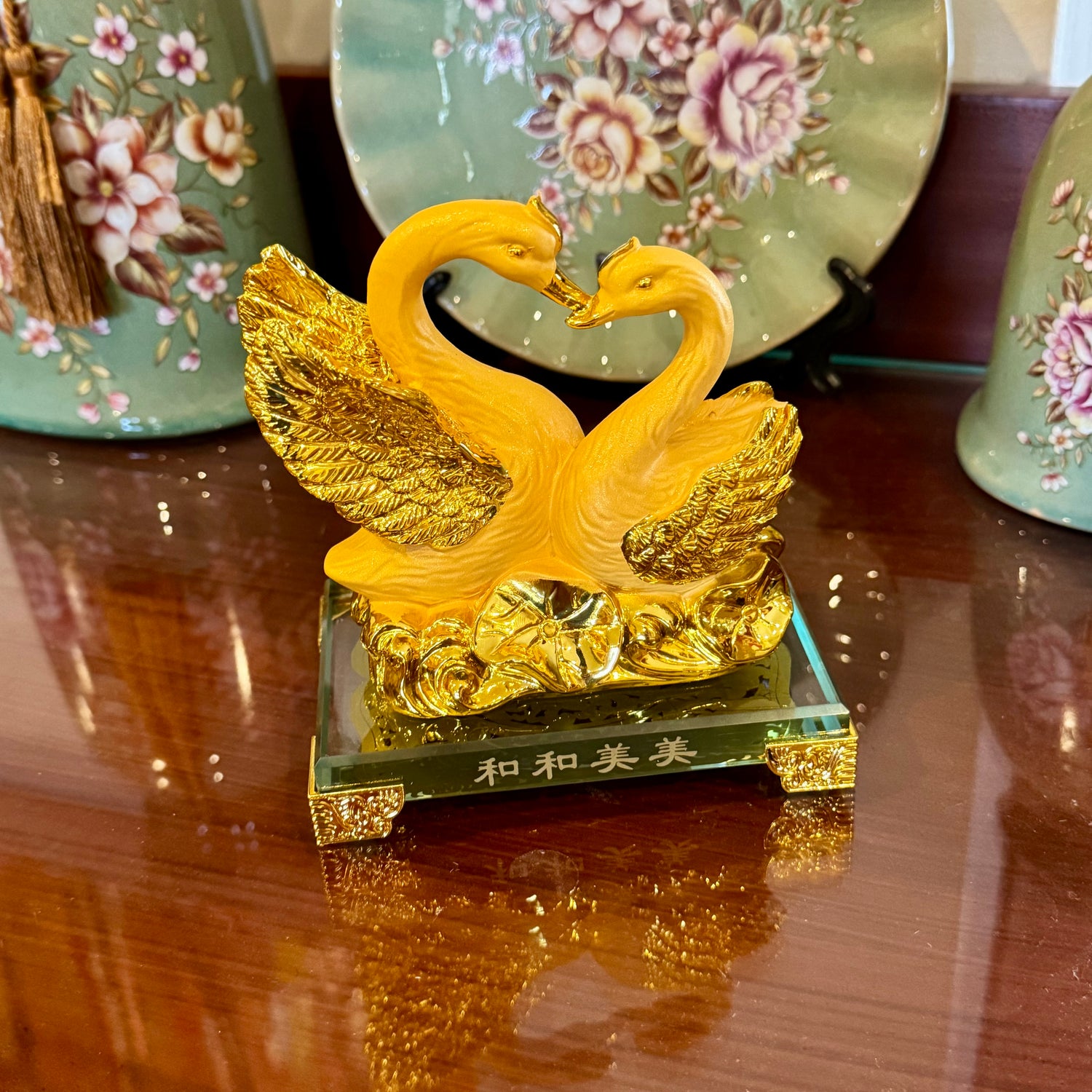 Golden Swans of Everlasting Love 12cm Default Title - Feng Shui Charms - Royal Dragon Decor Philippines